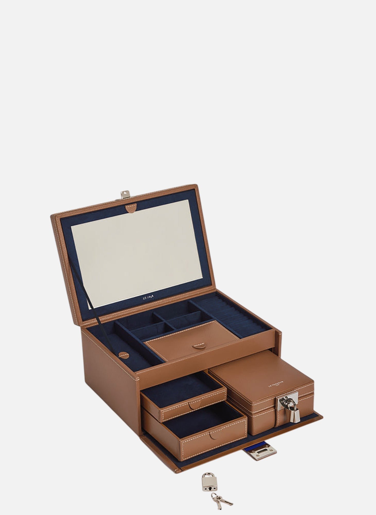 Grande boite à bijoux en cuir LE TANNEUR Marron