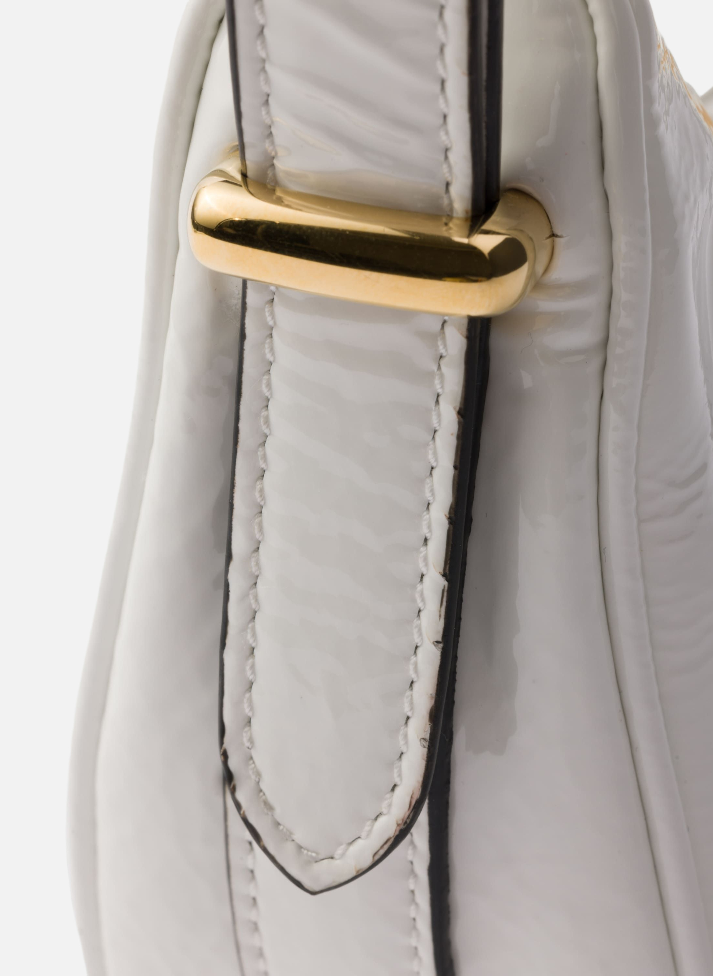 Sac porté épaule prada arqué en cuir verni naplak PRADA Blanc