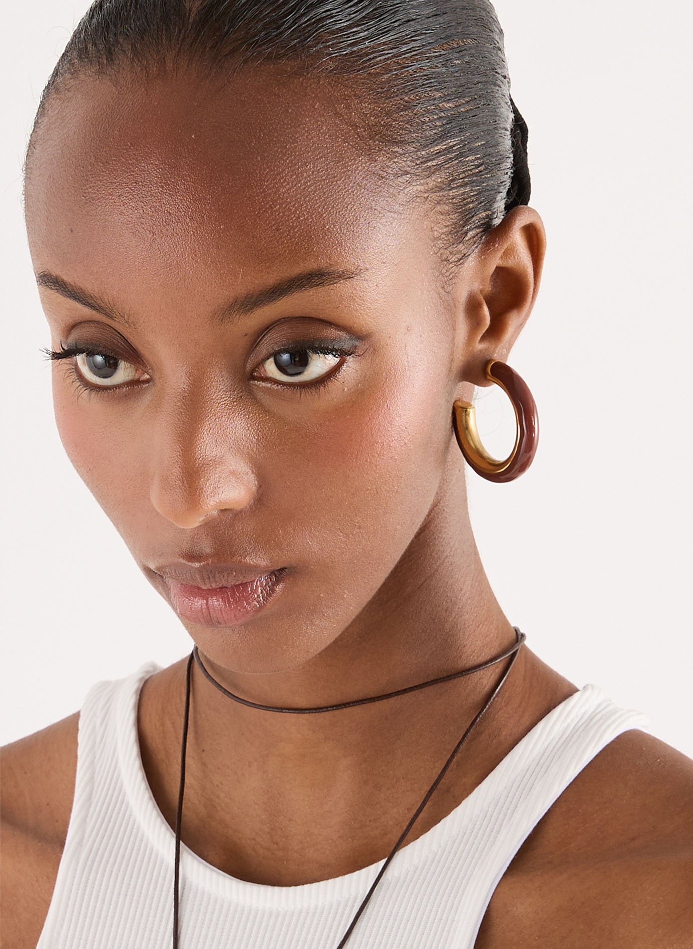 Boucles d'oreille Créoles AU PRINTEMPS PARIS Marron