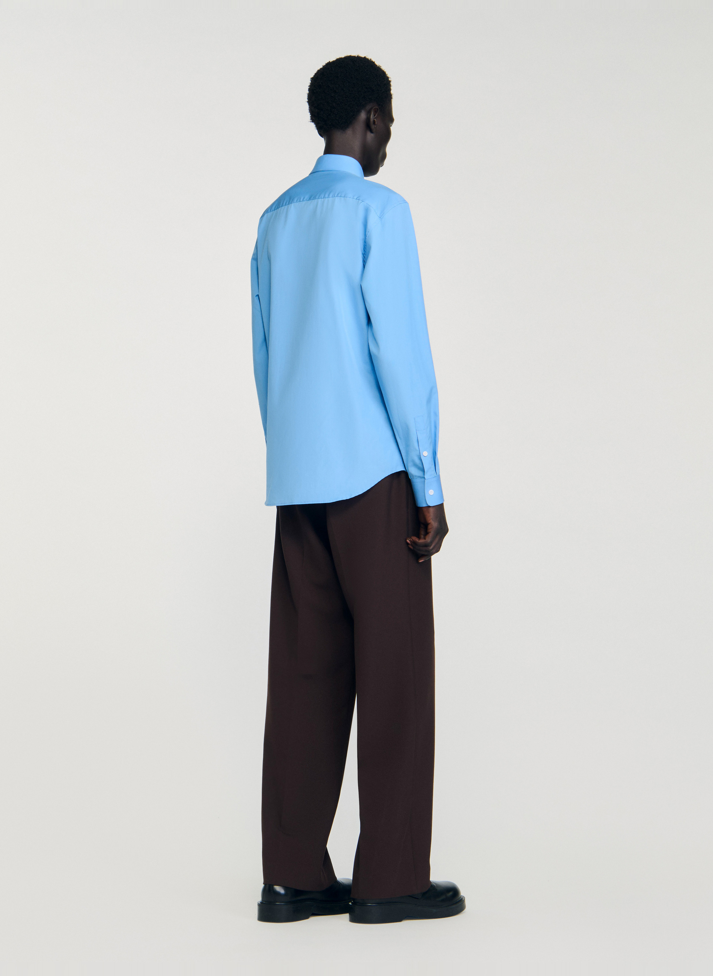 Chemise droite col classique en coton SANDRO Bleu