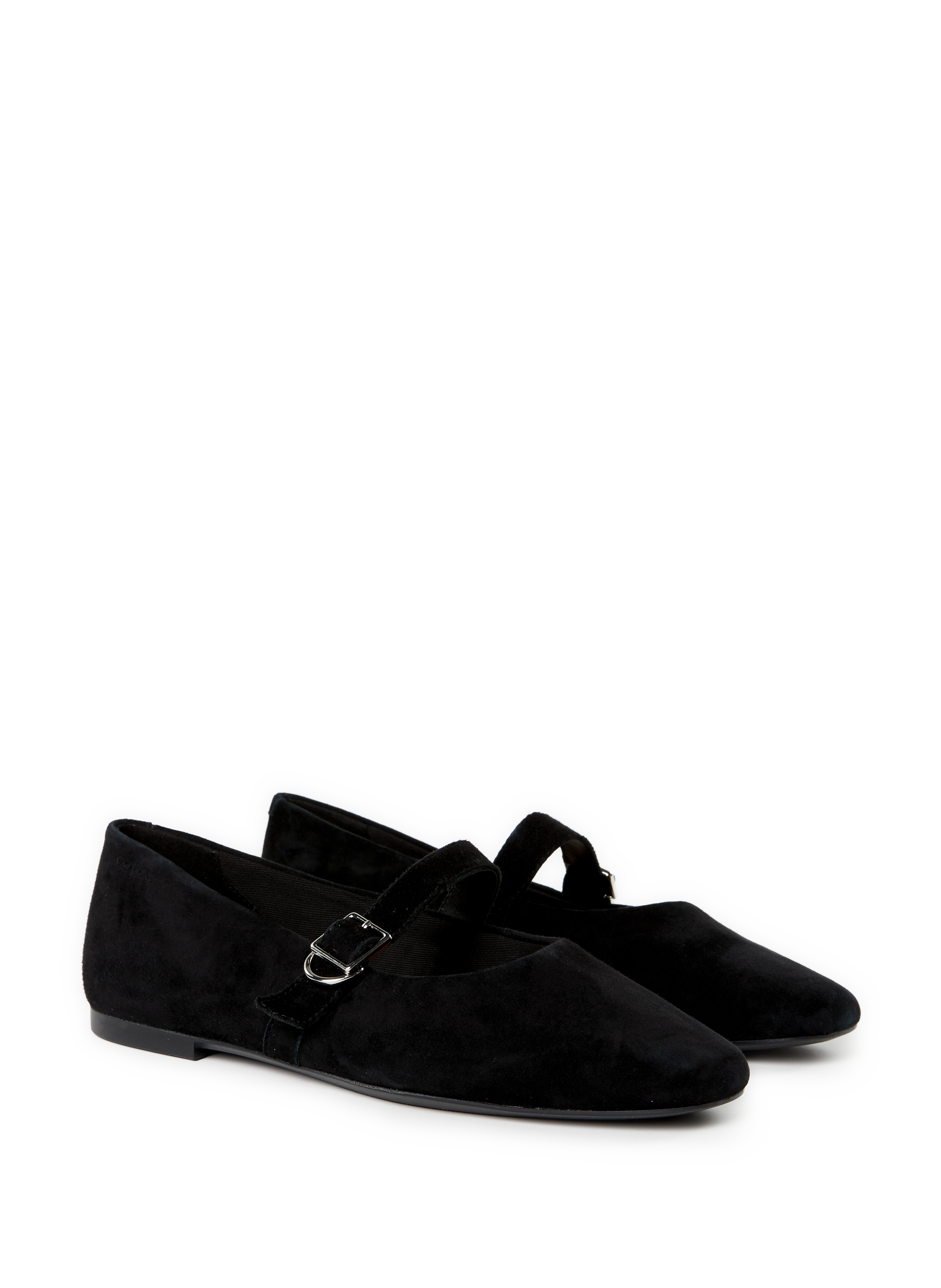 Leather strap ballet flats Black