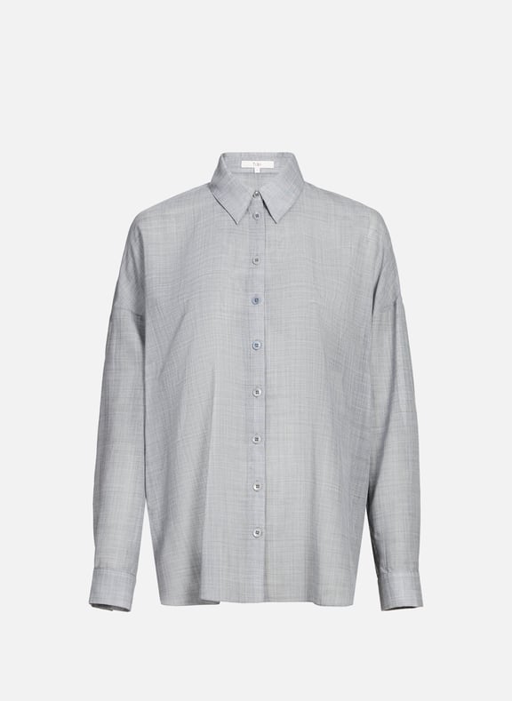 Oversized sheer shirt in blended wool Grey by TIBI TIBI Oversized sheer shirt in blended wool Grey