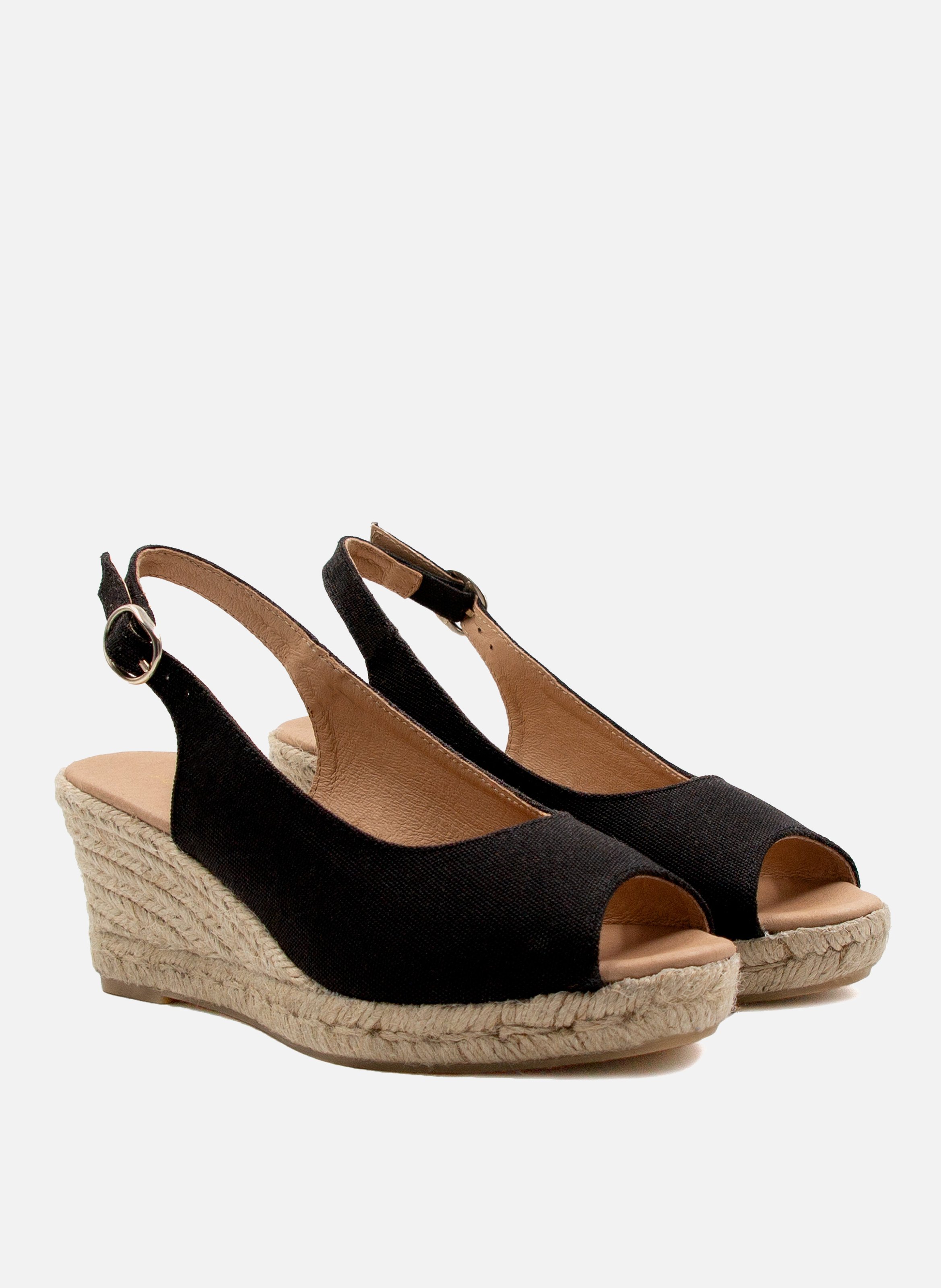 Espadrilles slingback toile recyclée JULES & JENN Noir