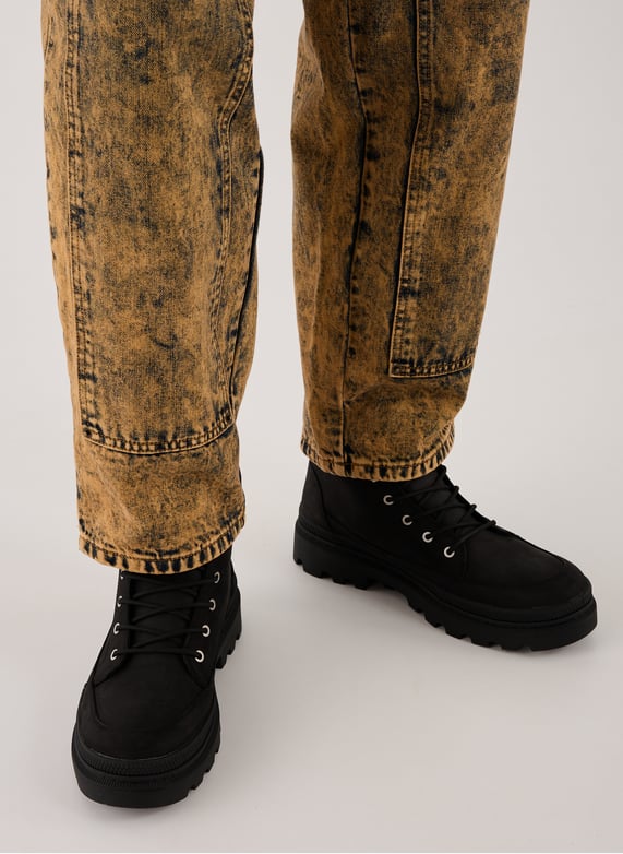 Mid-high leather wedge shoes | Black by PALLADIUM Mid-high leather wedge shoes Black