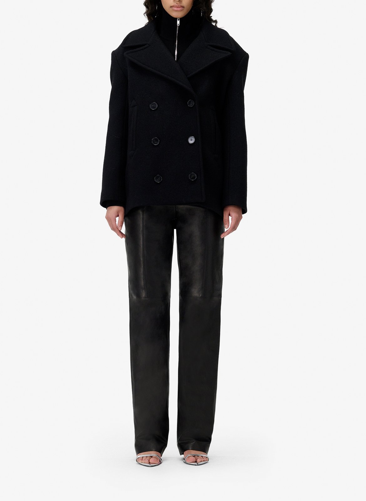 Manteau tailleur boutonné en laine mélangée caribe IRO Kaki