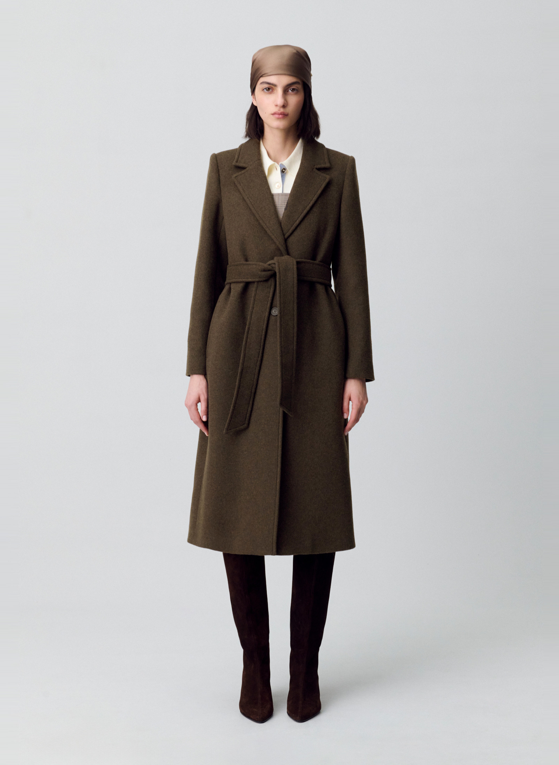Manteau col tailleur en laine mélangée general CLAUDIE PIERLOT Kaki