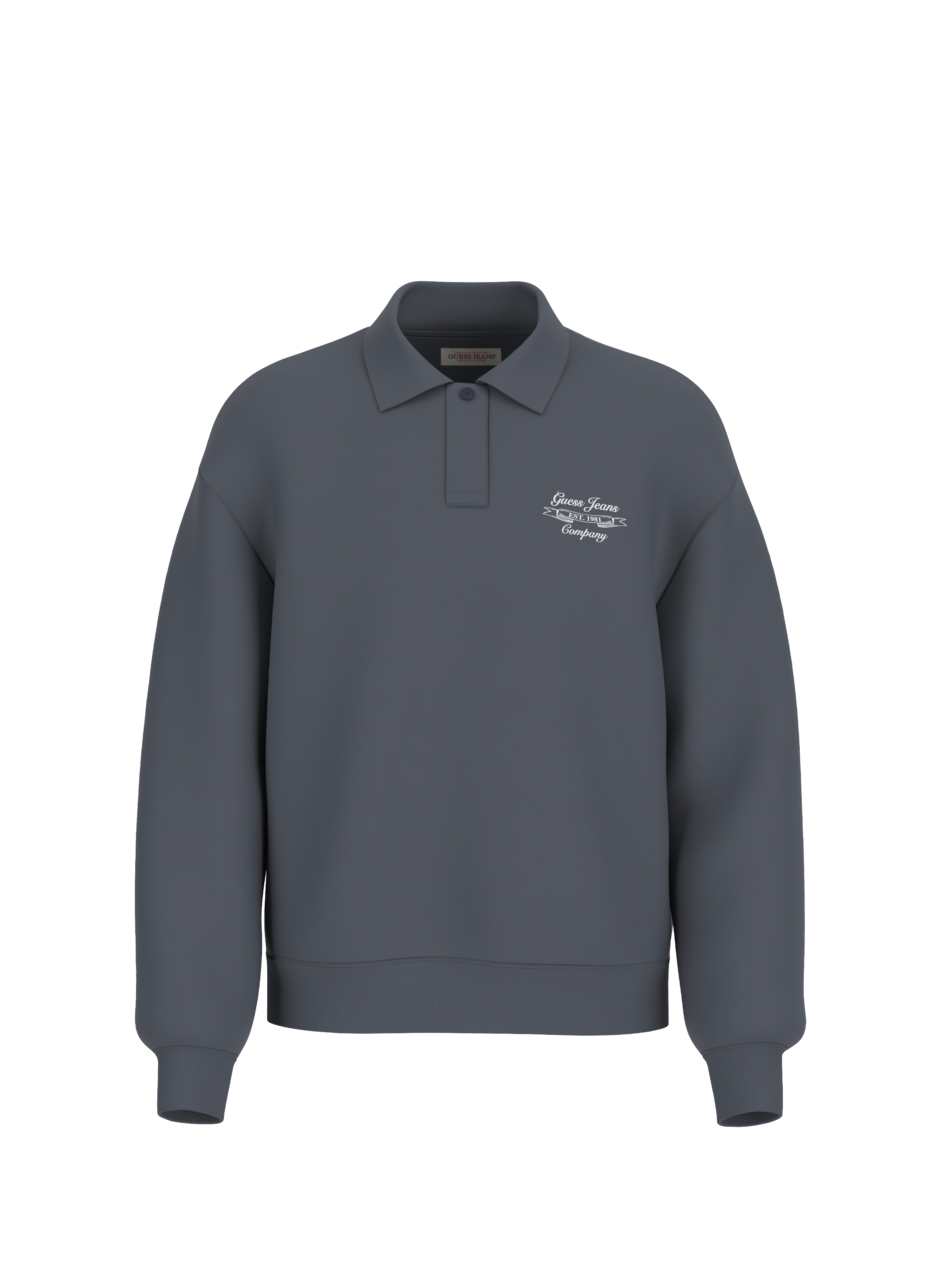 Long-sleeved cotton polo GUESS Blue