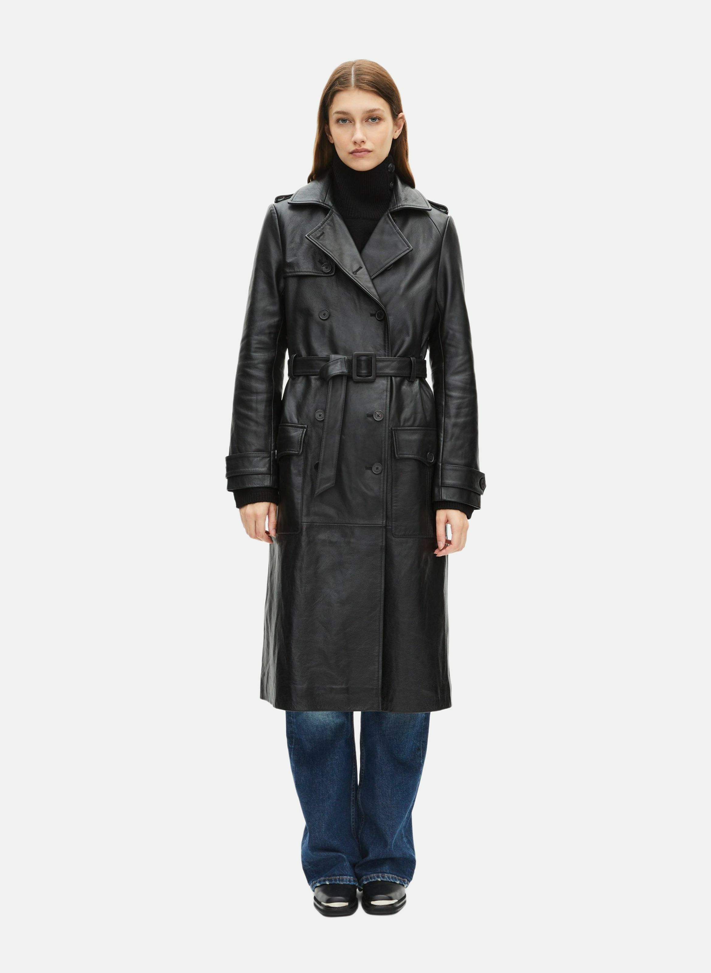 Trench long en cuir THE KOOPLES Noir