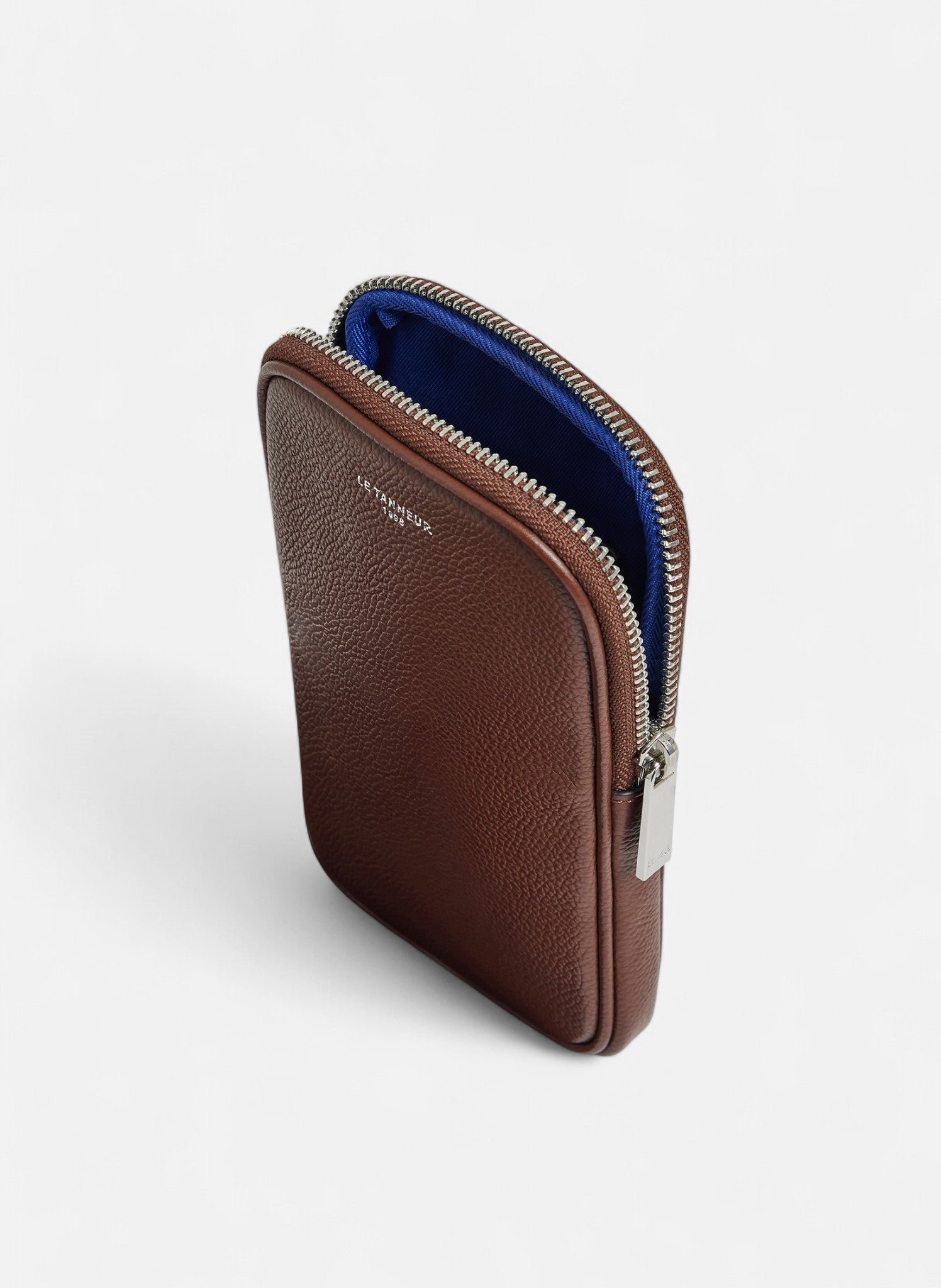 Etui téléphone en cuir grainé LE TANNEUR Marron