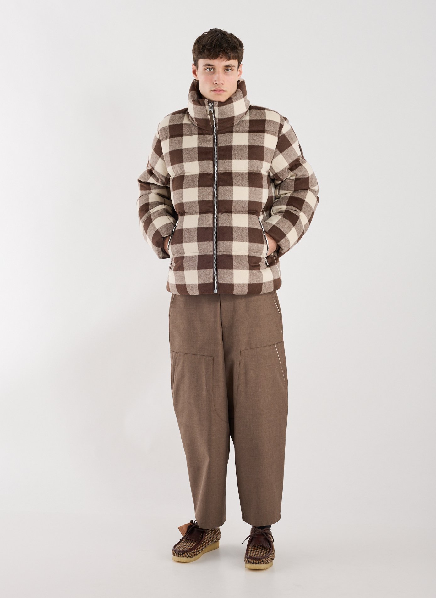 Doudoune à carreaux à capuche ajustable MACKAGE Marron