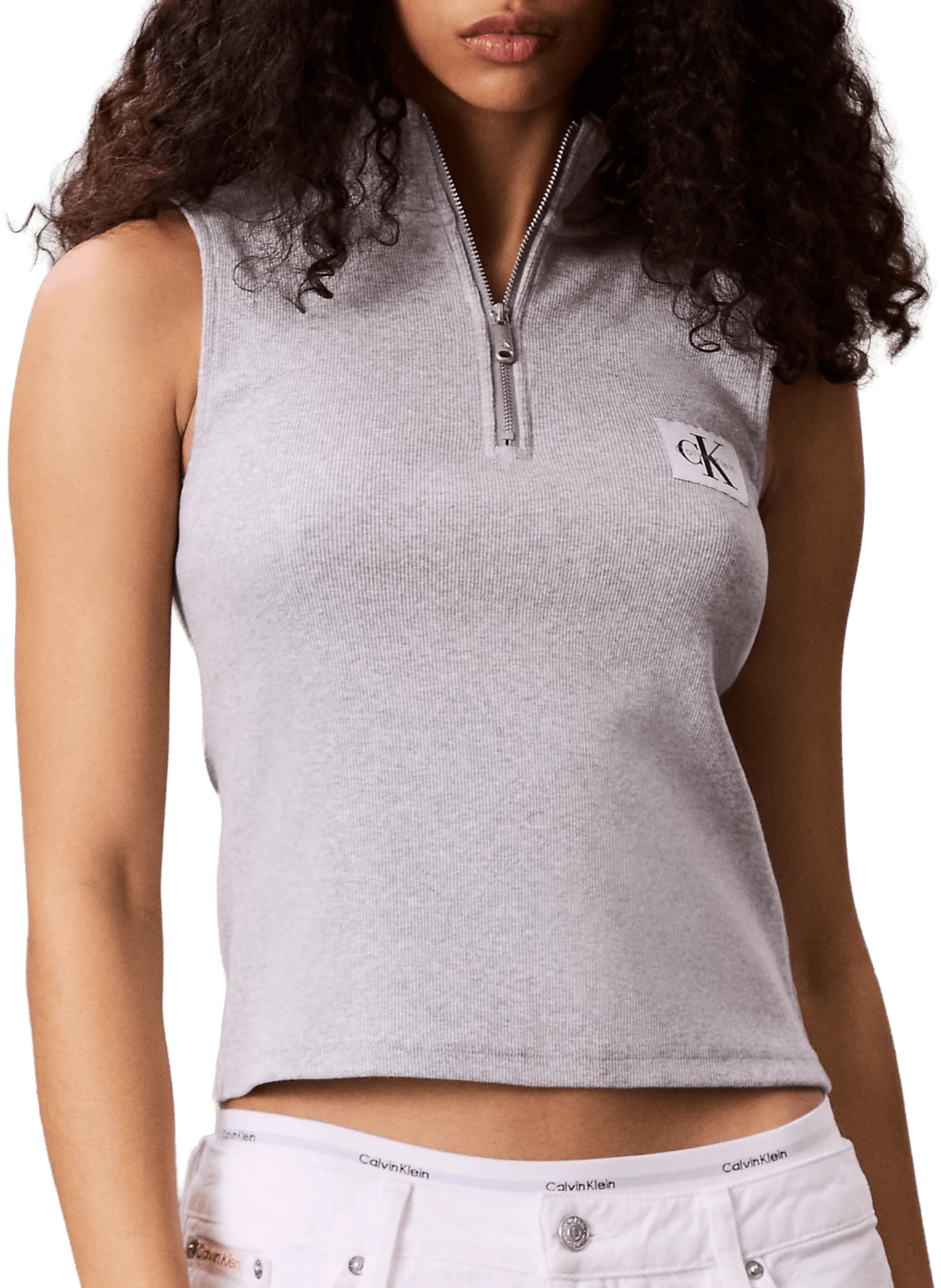 Top à col zippé en coton  CALVIN KLEIN Gris