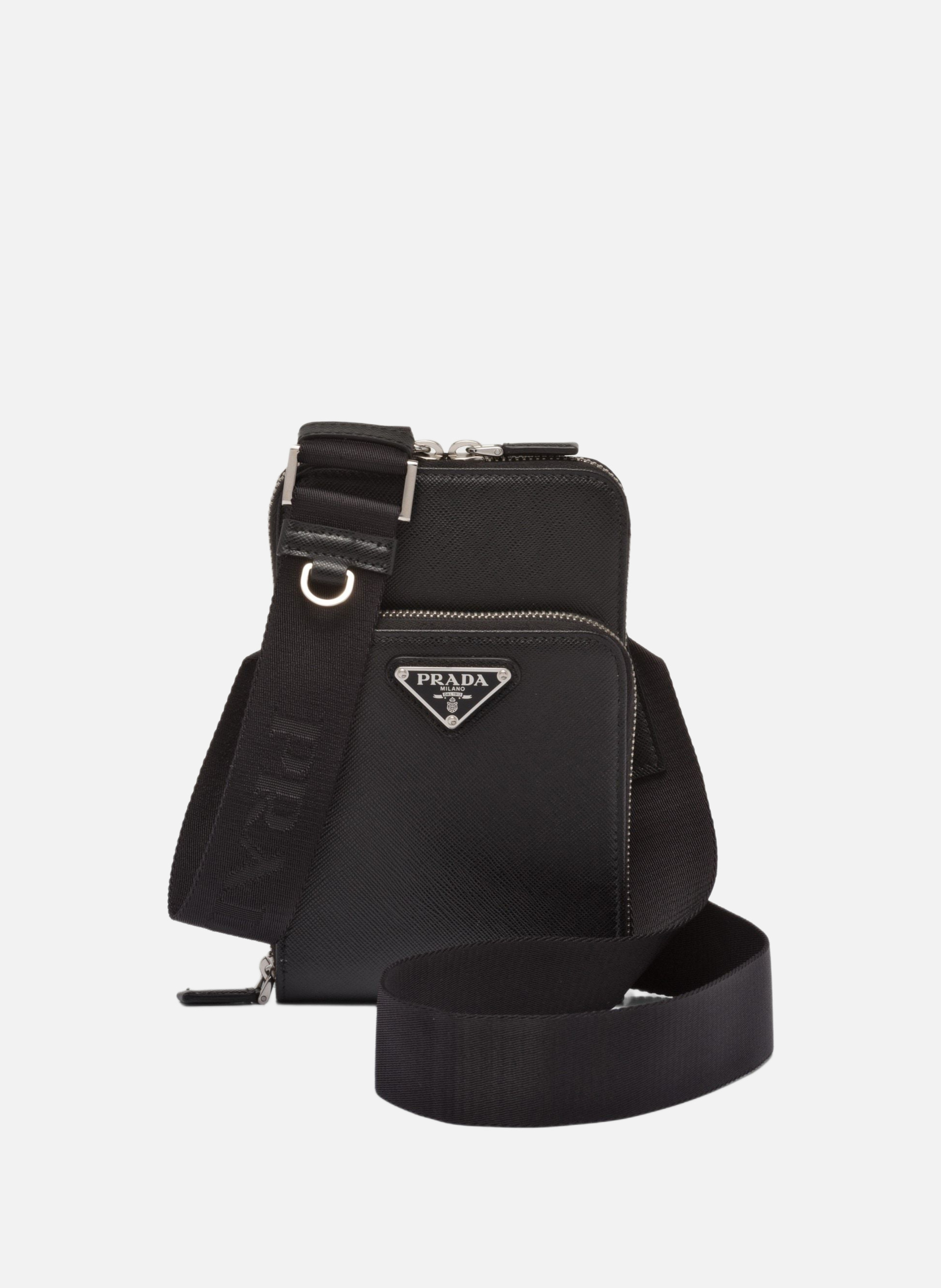 Étui pour smartphone en cuir saffiano PRADA Noir