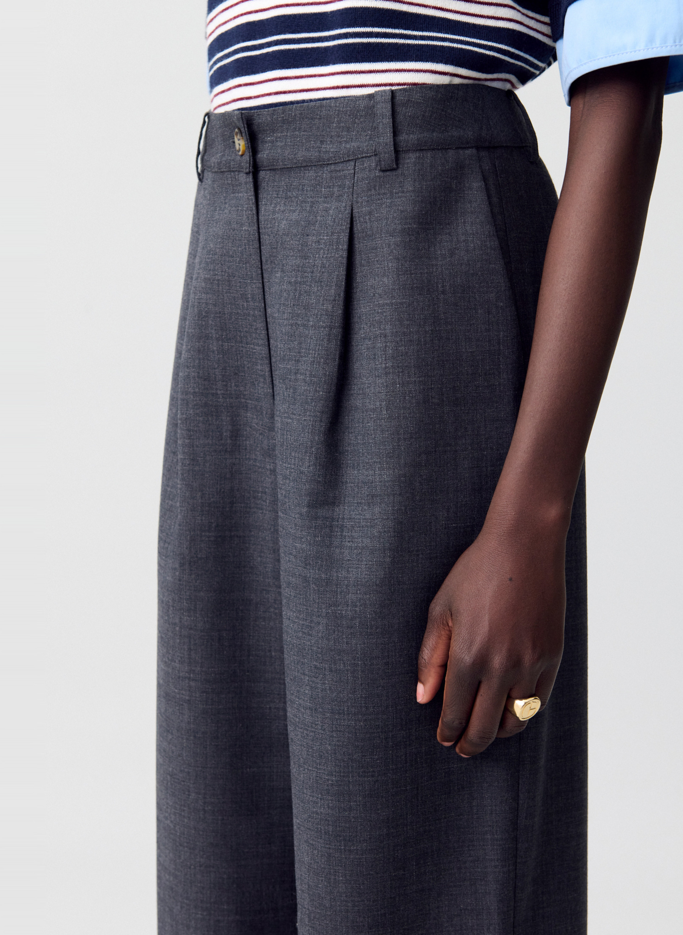 Pantalon taille haute uni pamella CLAUDIE PIERLOT Gris