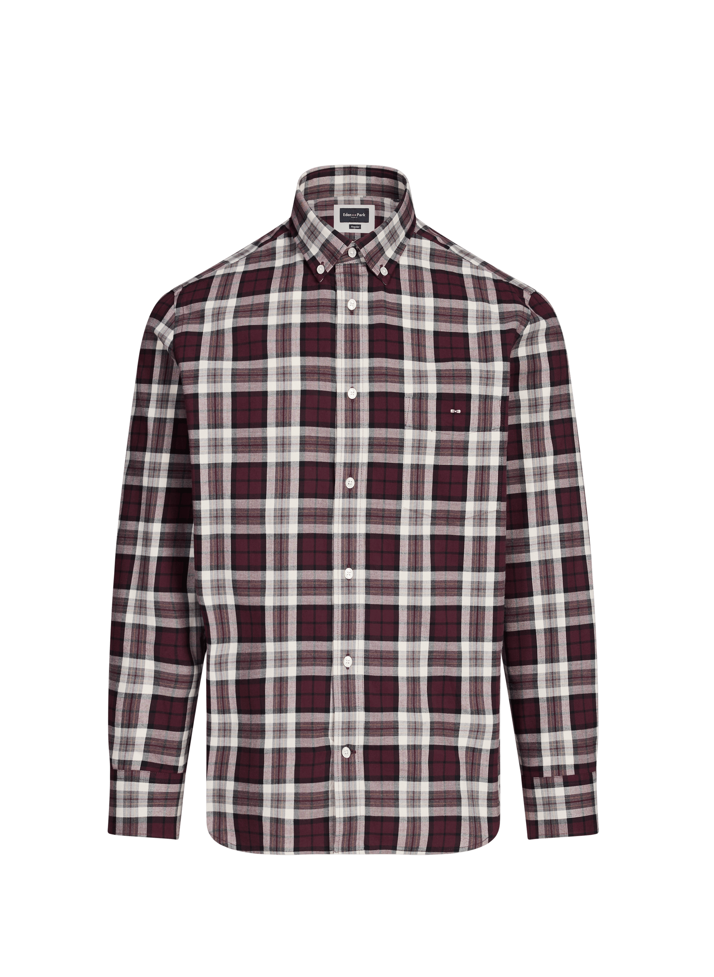 Straight cotton check shirt EDEN PARK Red
