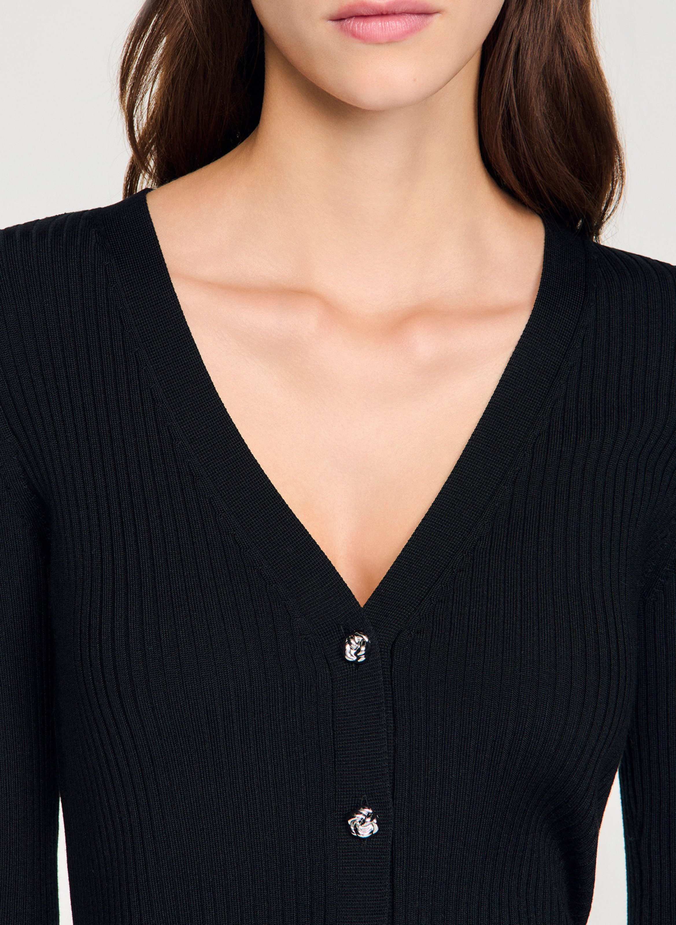 Cardigan col v SANDRO Noir