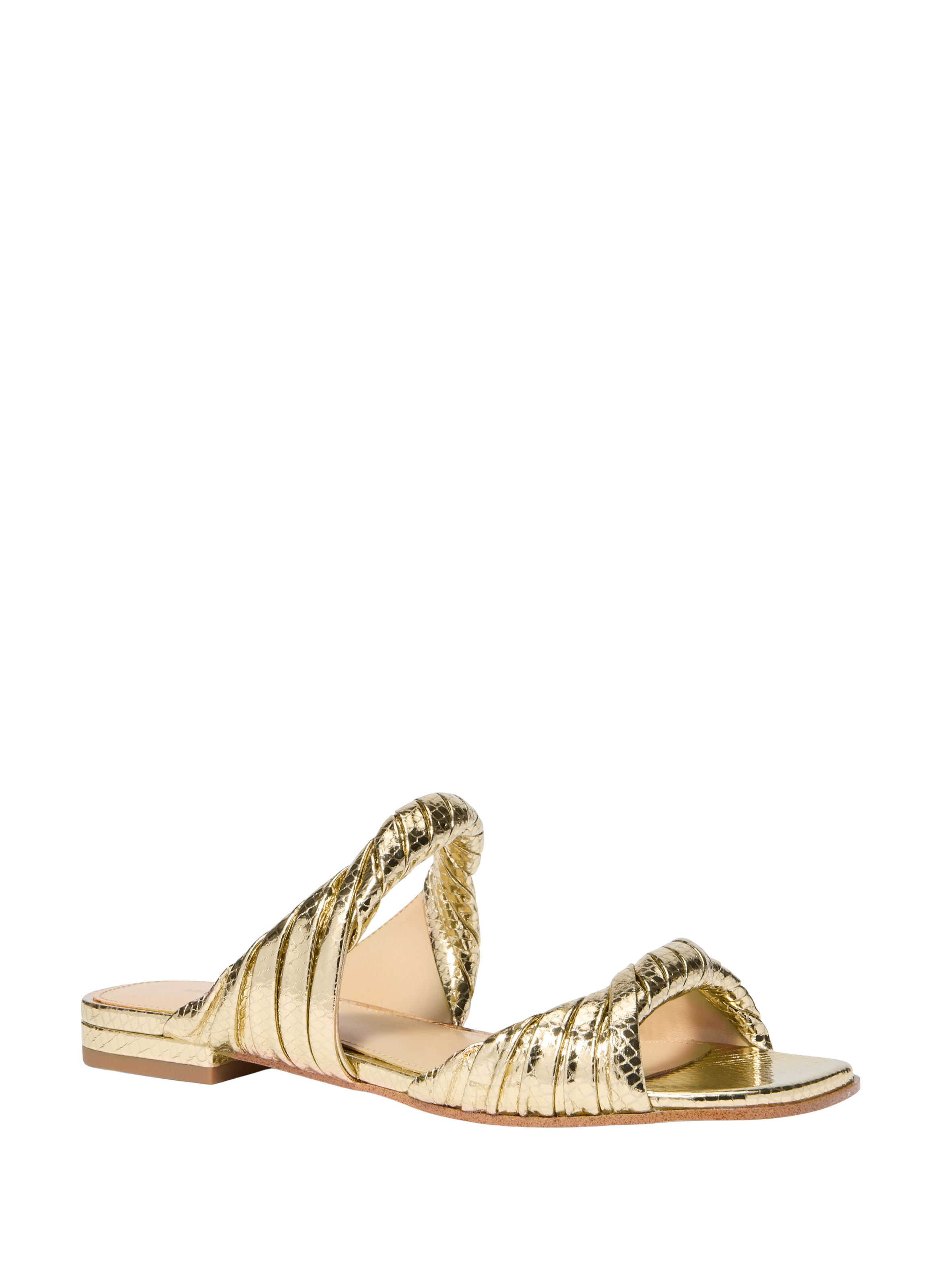 Sandale en cuir métallisé et gaufré à motif de serpent MICHAEL KORS Doré