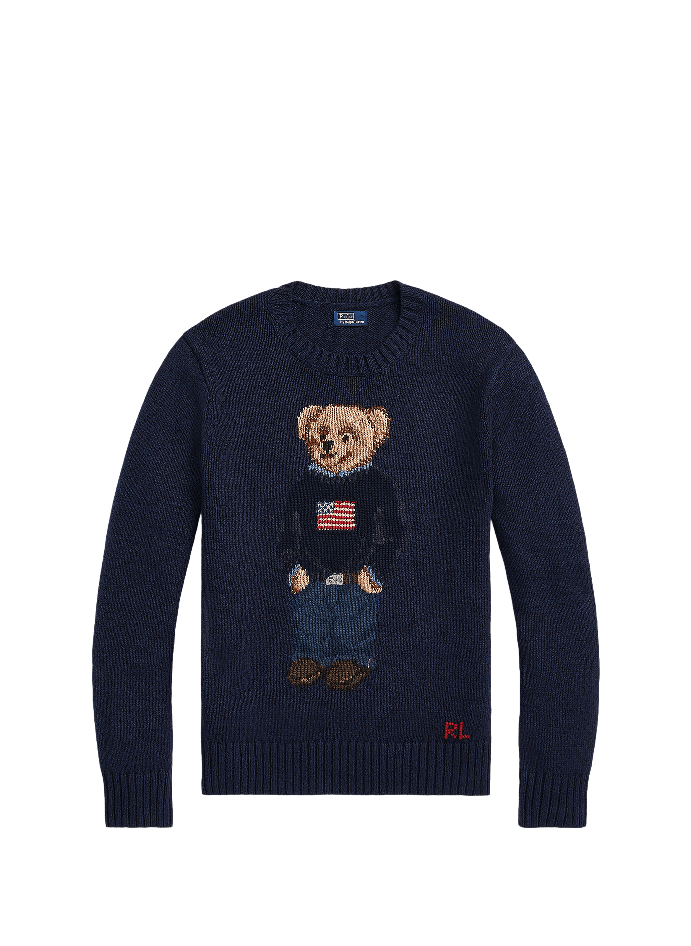 Pull brodé en coton et lin POLO RALPH LAUREN Bleu