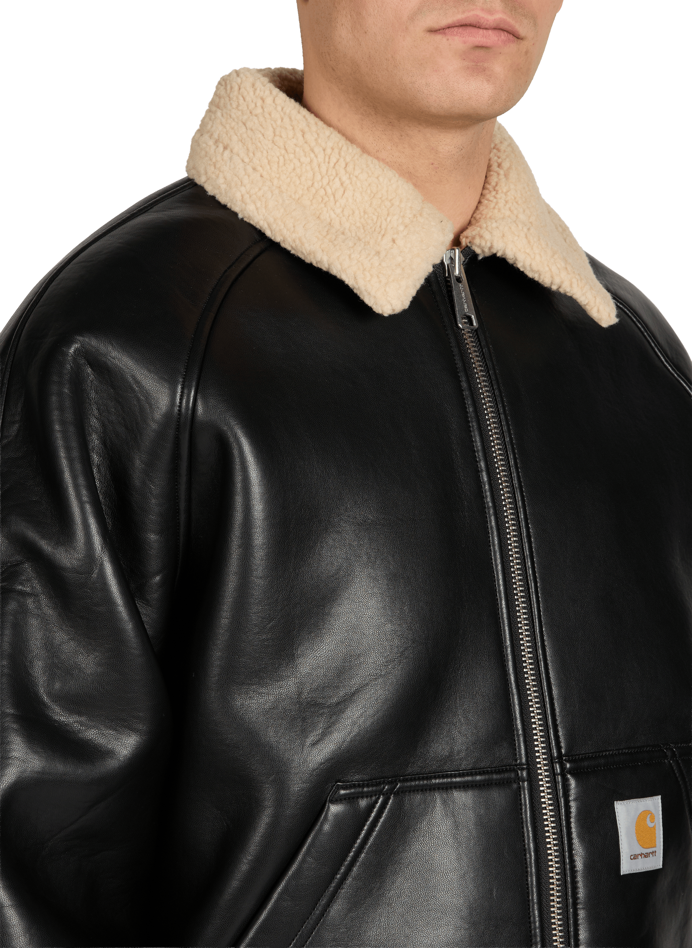 Oversized leather jacket Shepton CARHARTT WIP Black