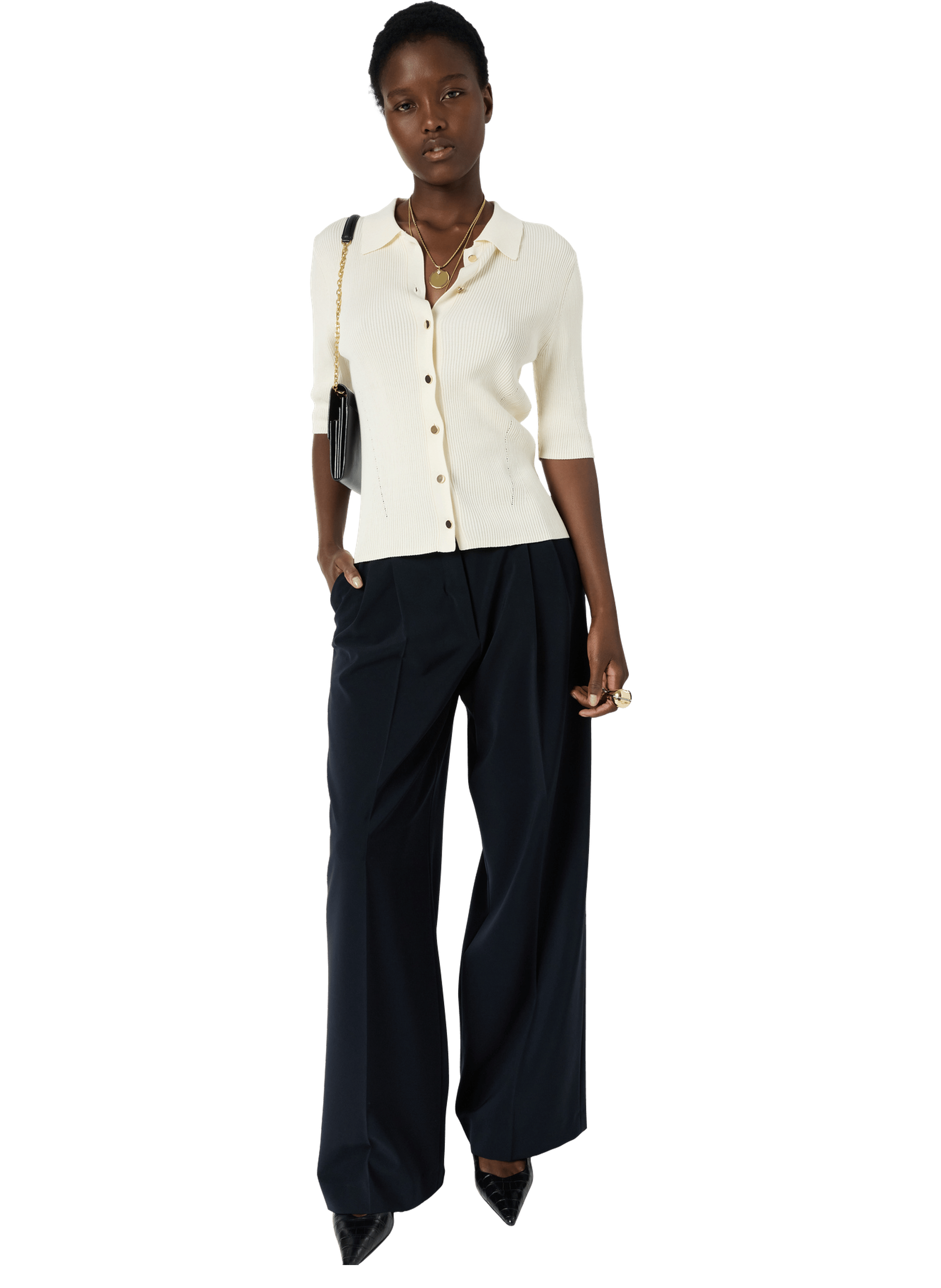 Gilet côtelé à col polo - louiza GERARD DAREL Beige