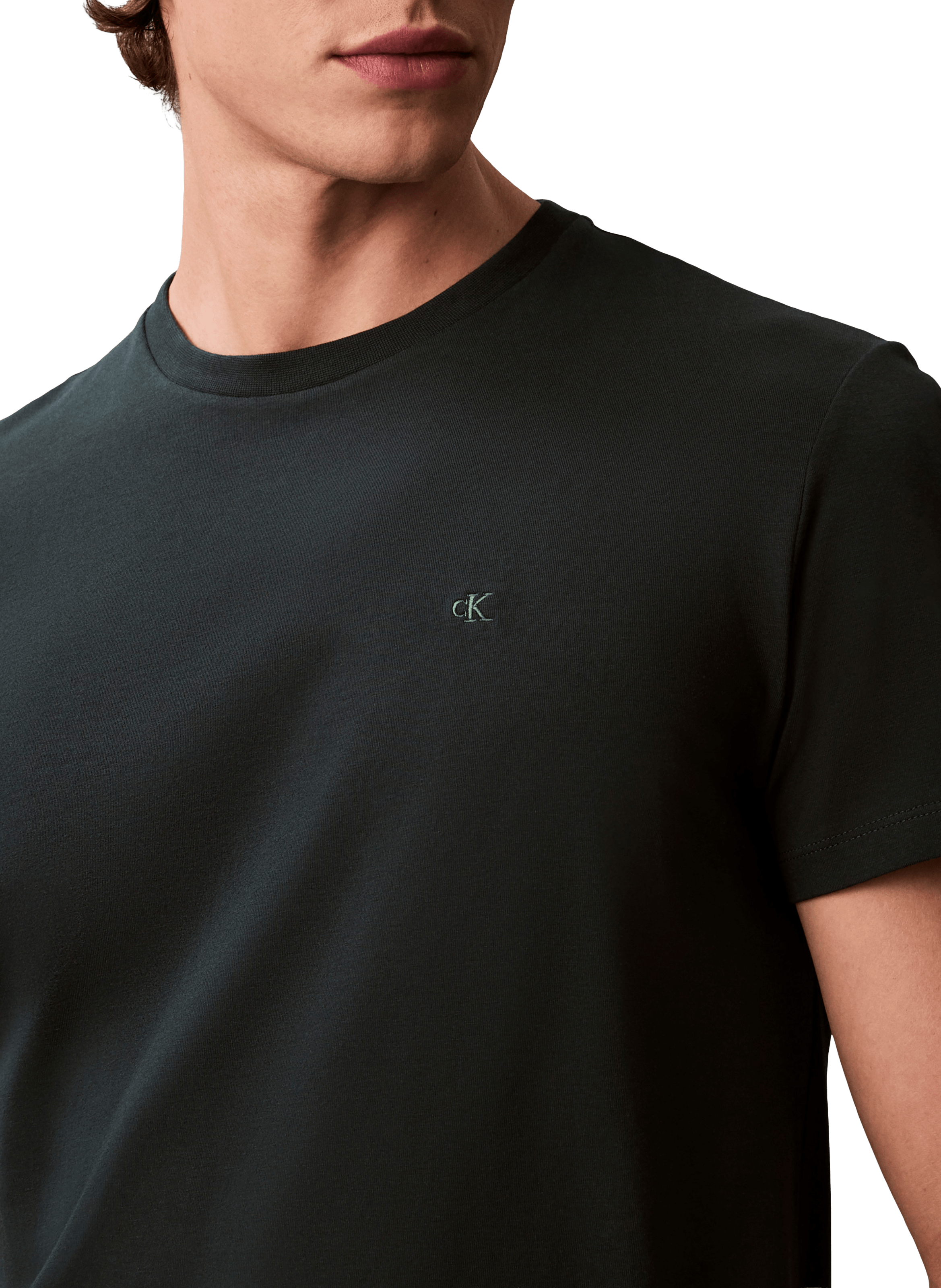 T-shirt droit à logo en coton mélangé CALVIN KLEIN Gris