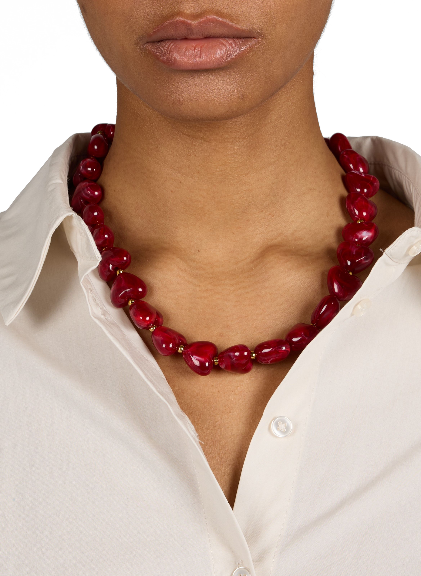 Heart-shaped pearl necklace AU PRINTEMPS PARIS Red