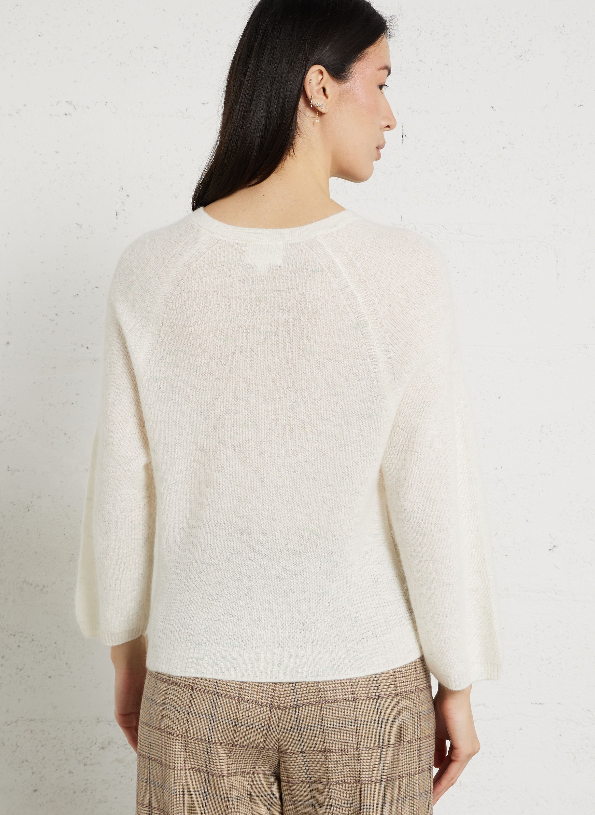 Pull droit col rond jacquard en alpaga mélangé phoenix MAISON 123 Blanc