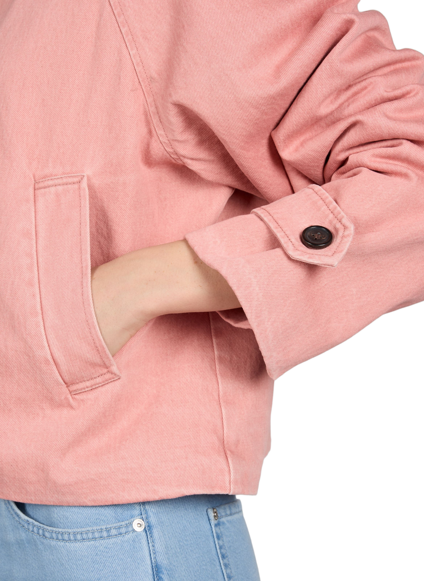 Veste jean Jessy col classique en coton BELLEROSE Rose