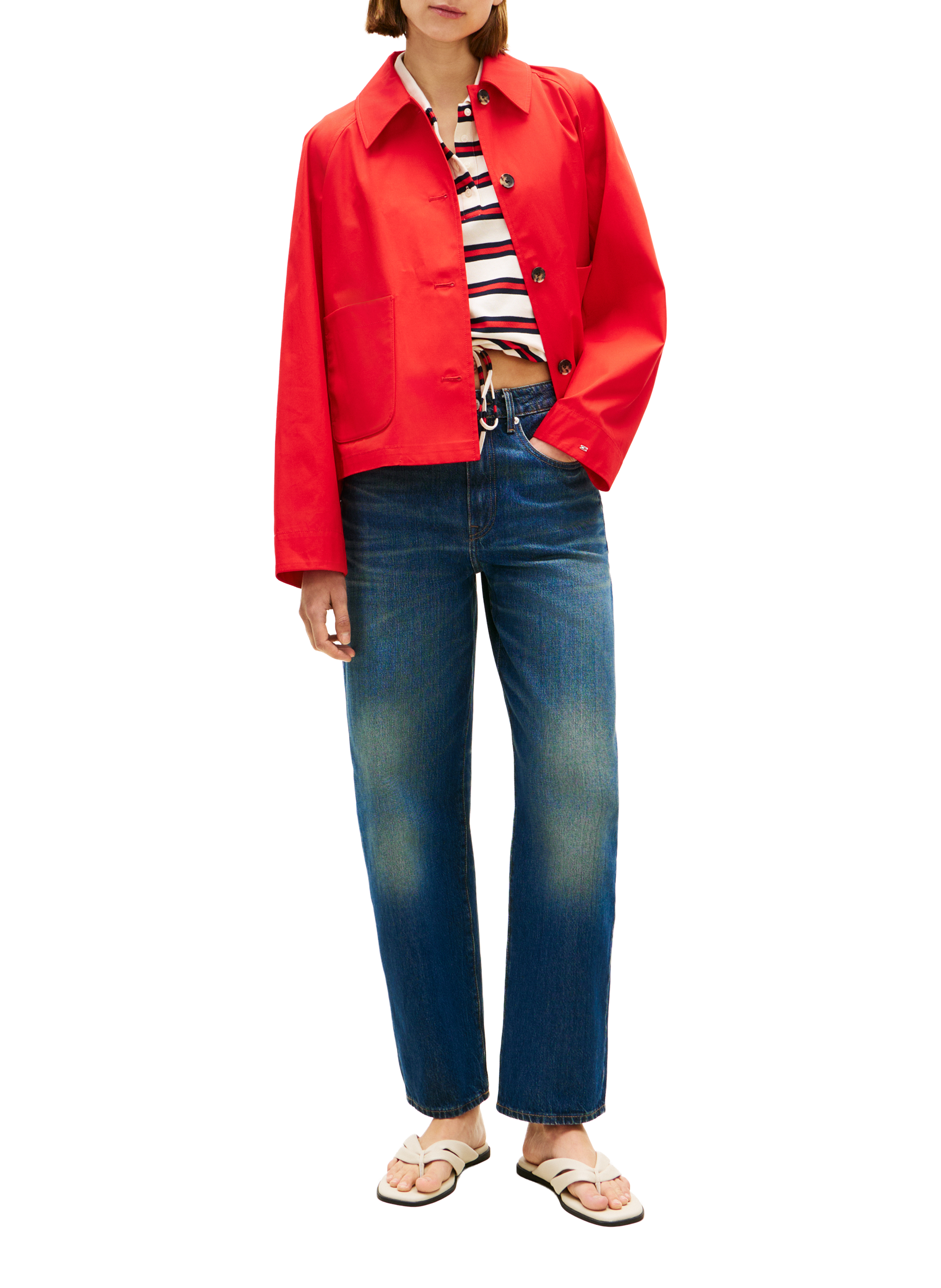 Lightweight straight cotton jacket TOMMY HILFIGER Red