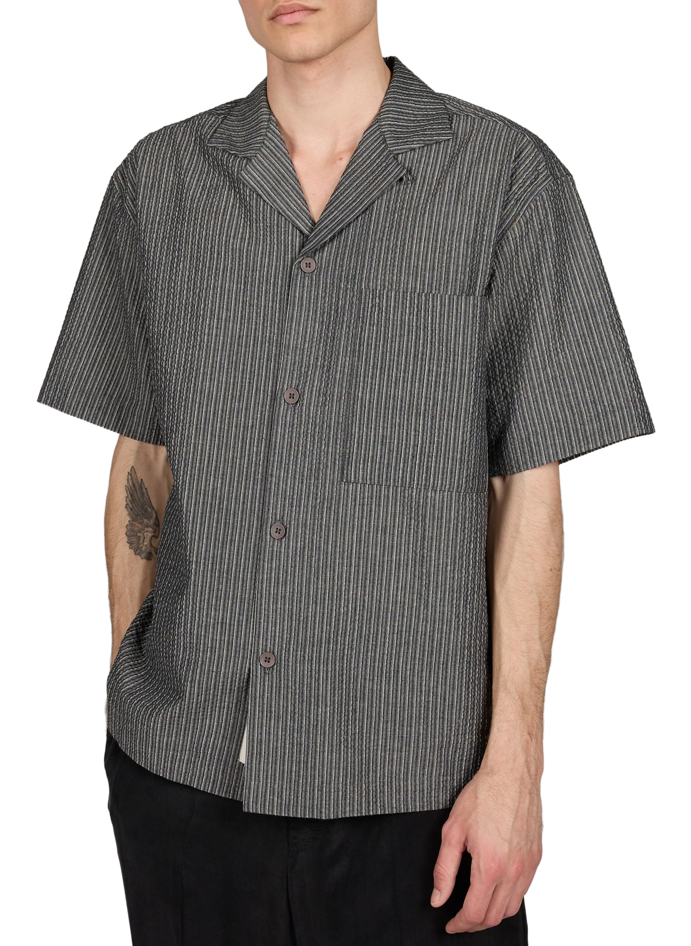 Textured short sleeve cotton blend shirt MINIMUM Grey