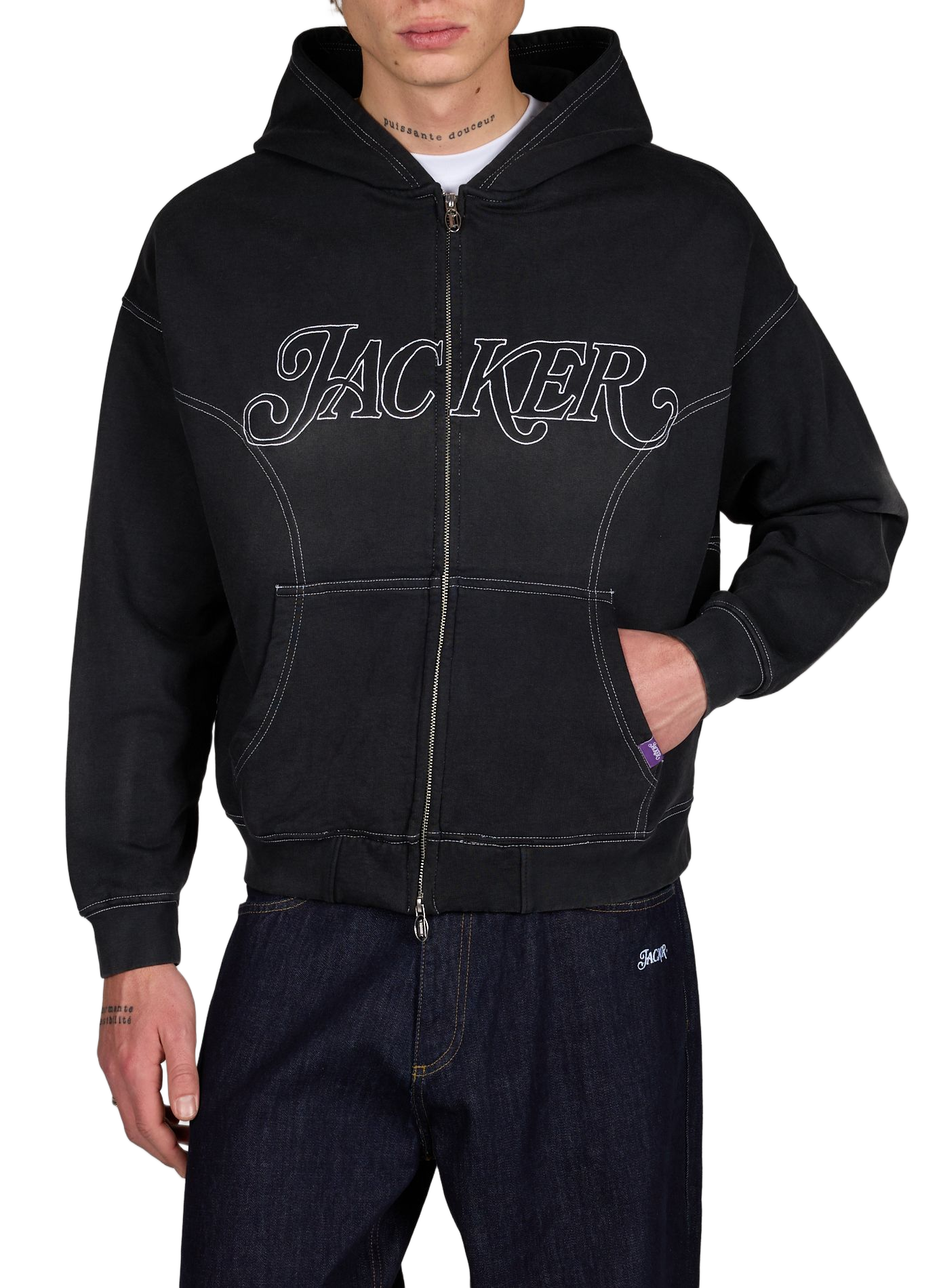 Hoodie brodé à capuche en coton JACKER.