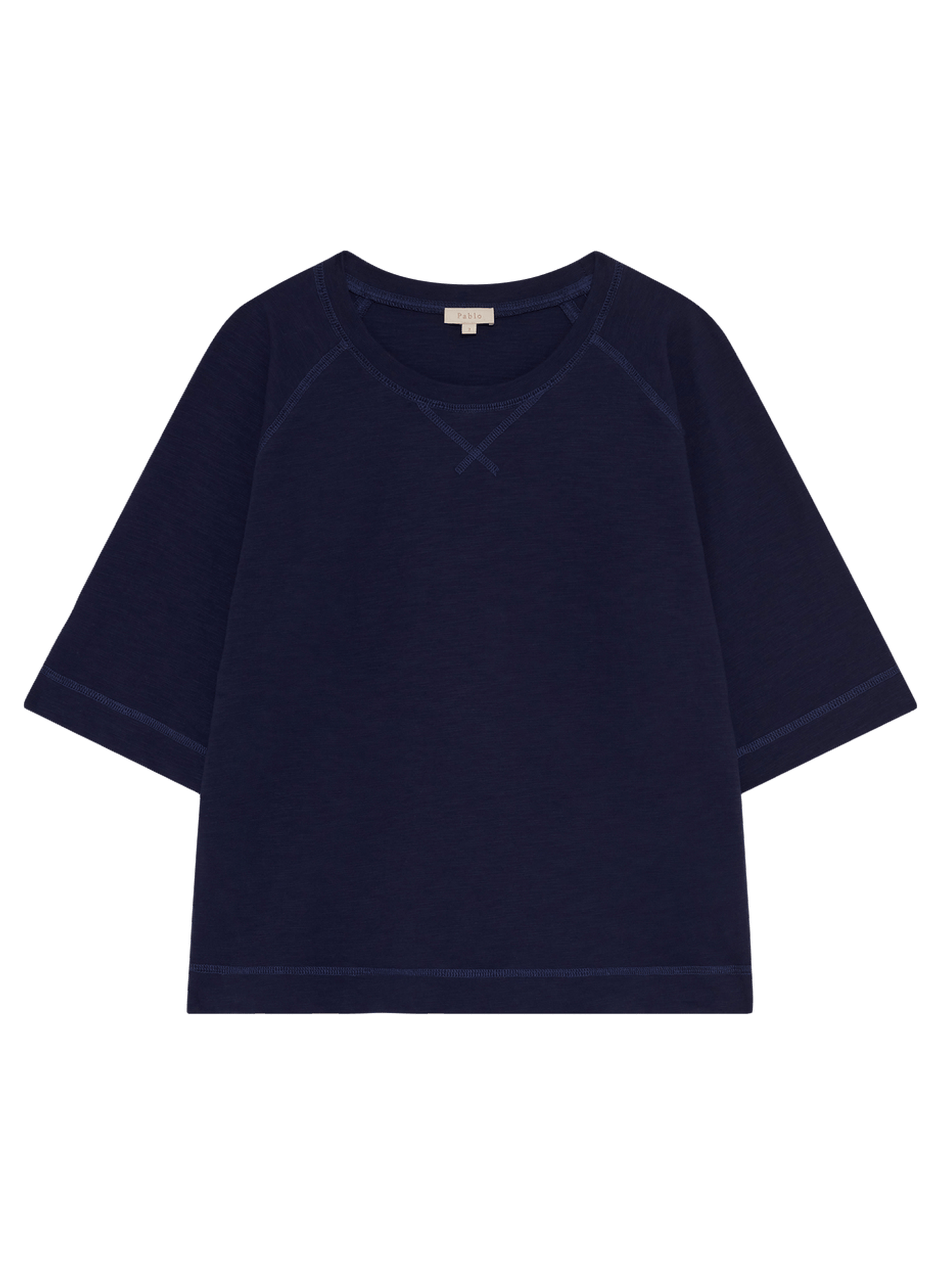 T-shirt à col rond en coton - tally PABLO Bleu