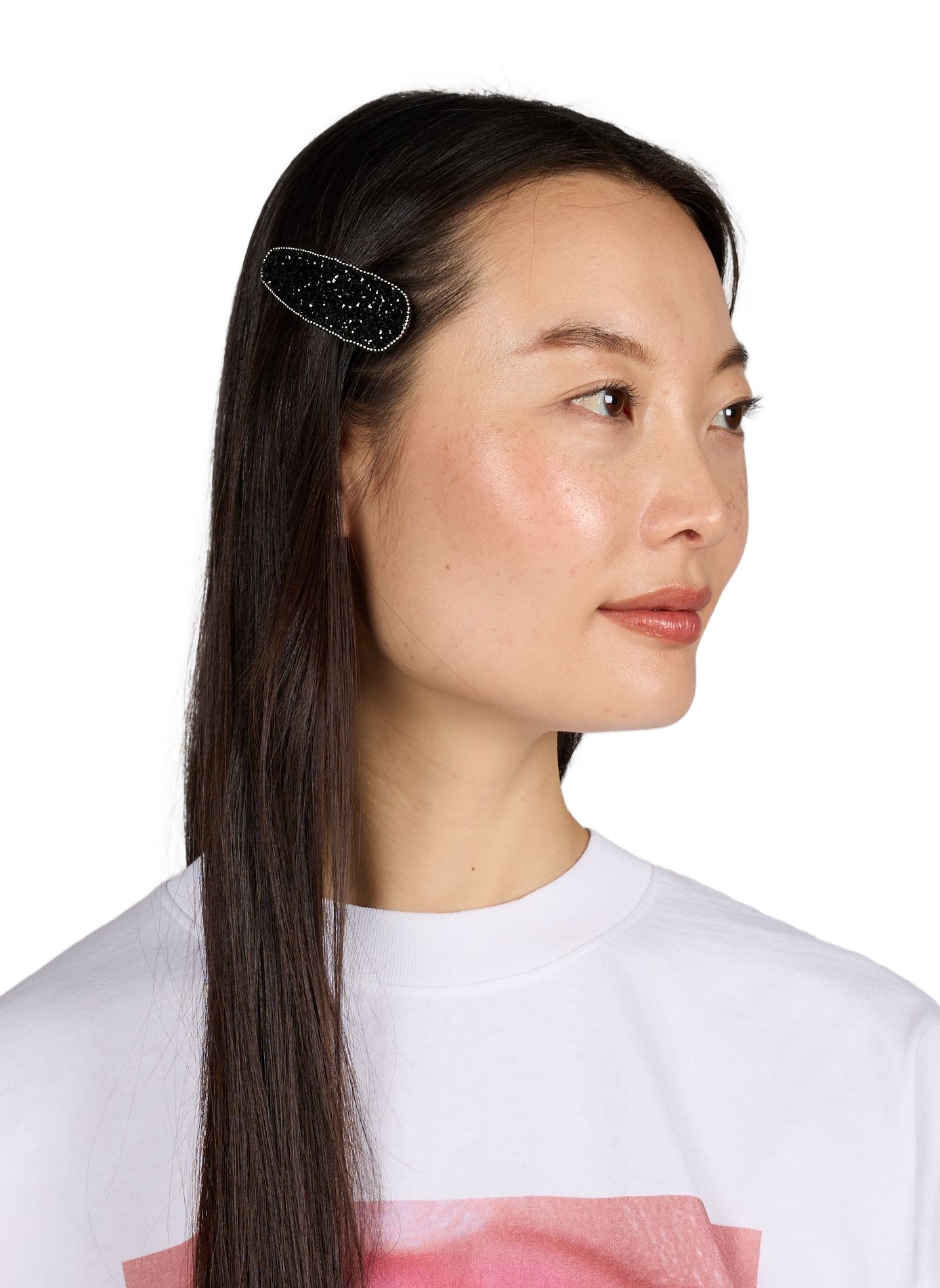 Oval rhinestone barrette SAISON 1865 Black