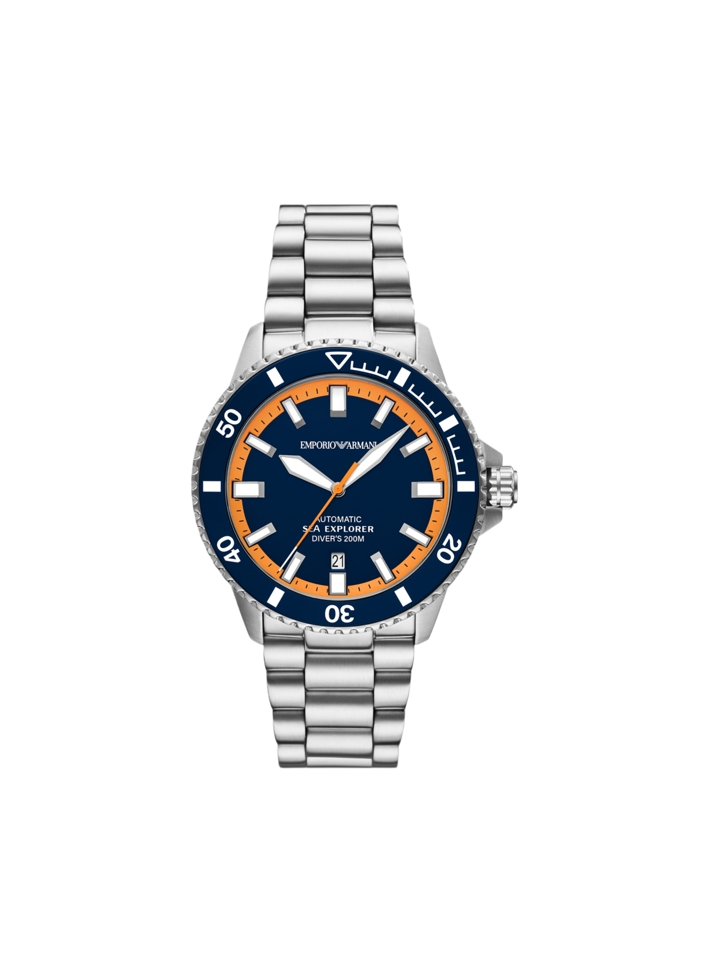 Montre automatique Sea Explorer en acier inoxydable ARMANI MONTRES Bleu
