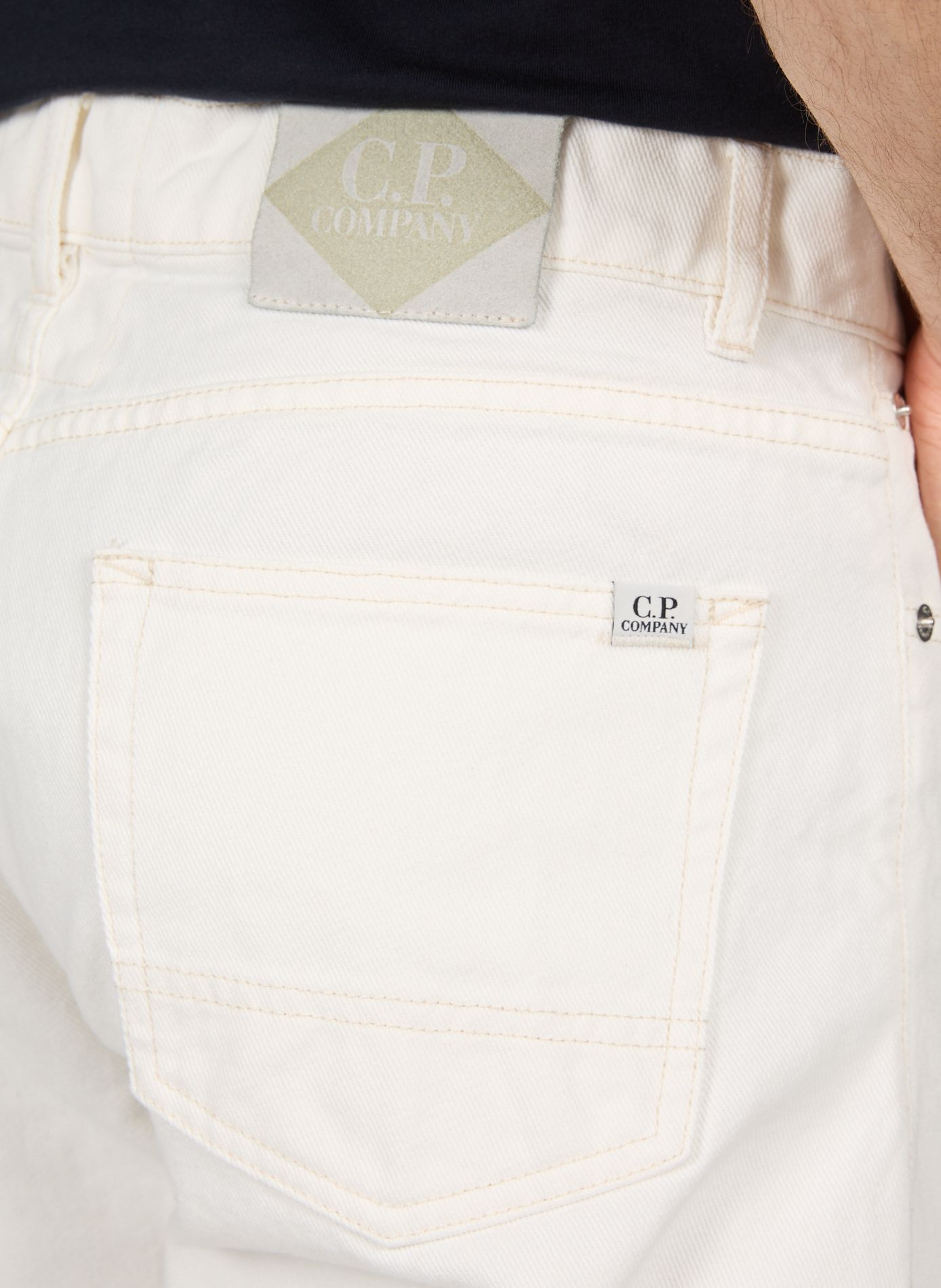 Straight leg cotton denim jeans CP COMPANY White