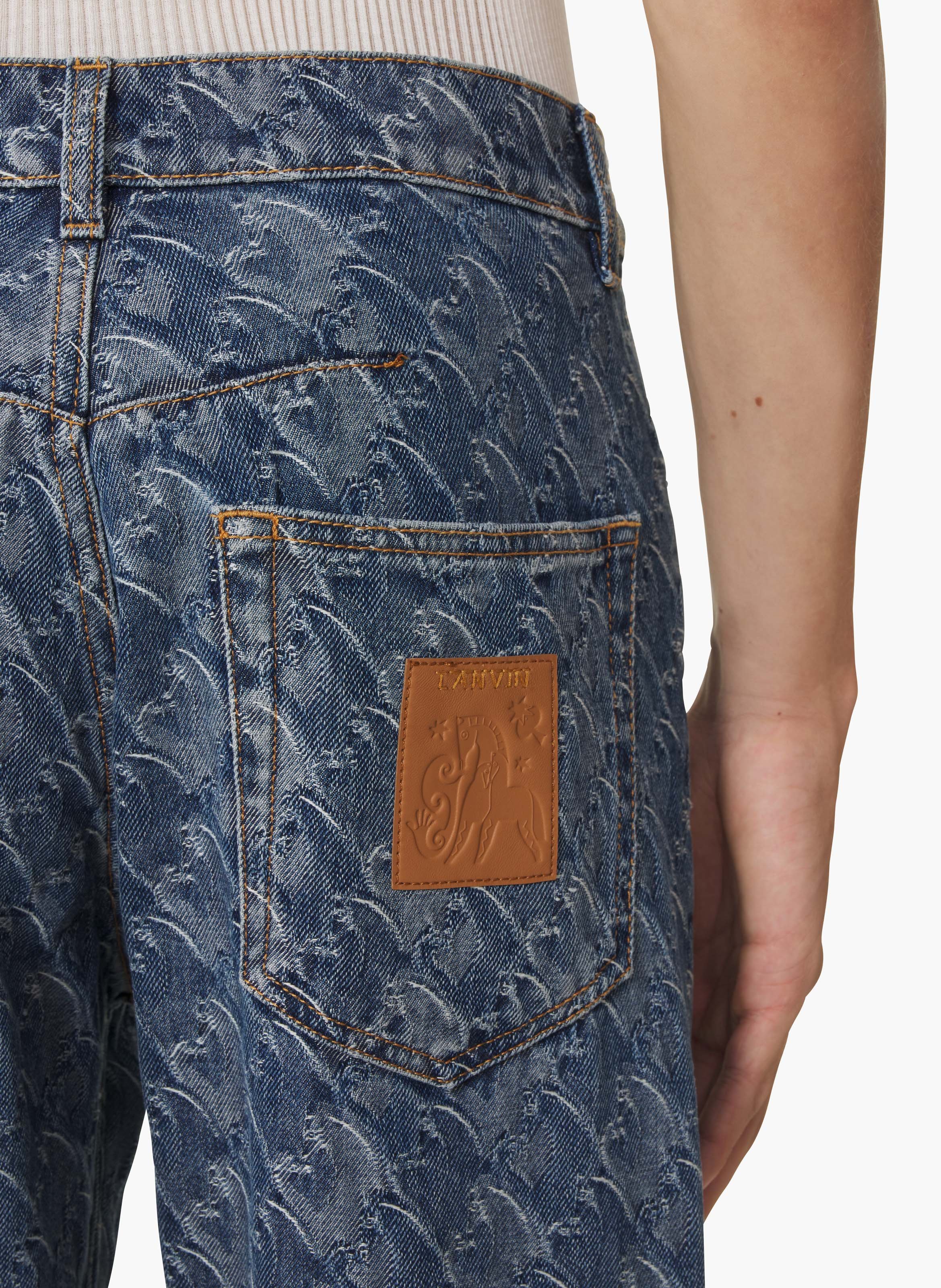 Pantalon en denim jacquard lunar year LANVIN Bleu
