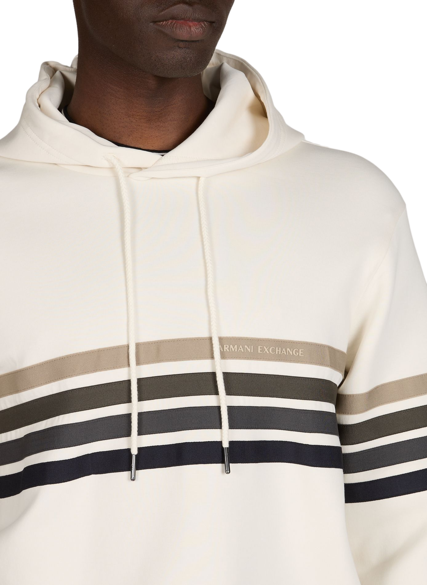 Hoodie with stripes on chest in blended cotton ARMANI EXCHANGE Beige