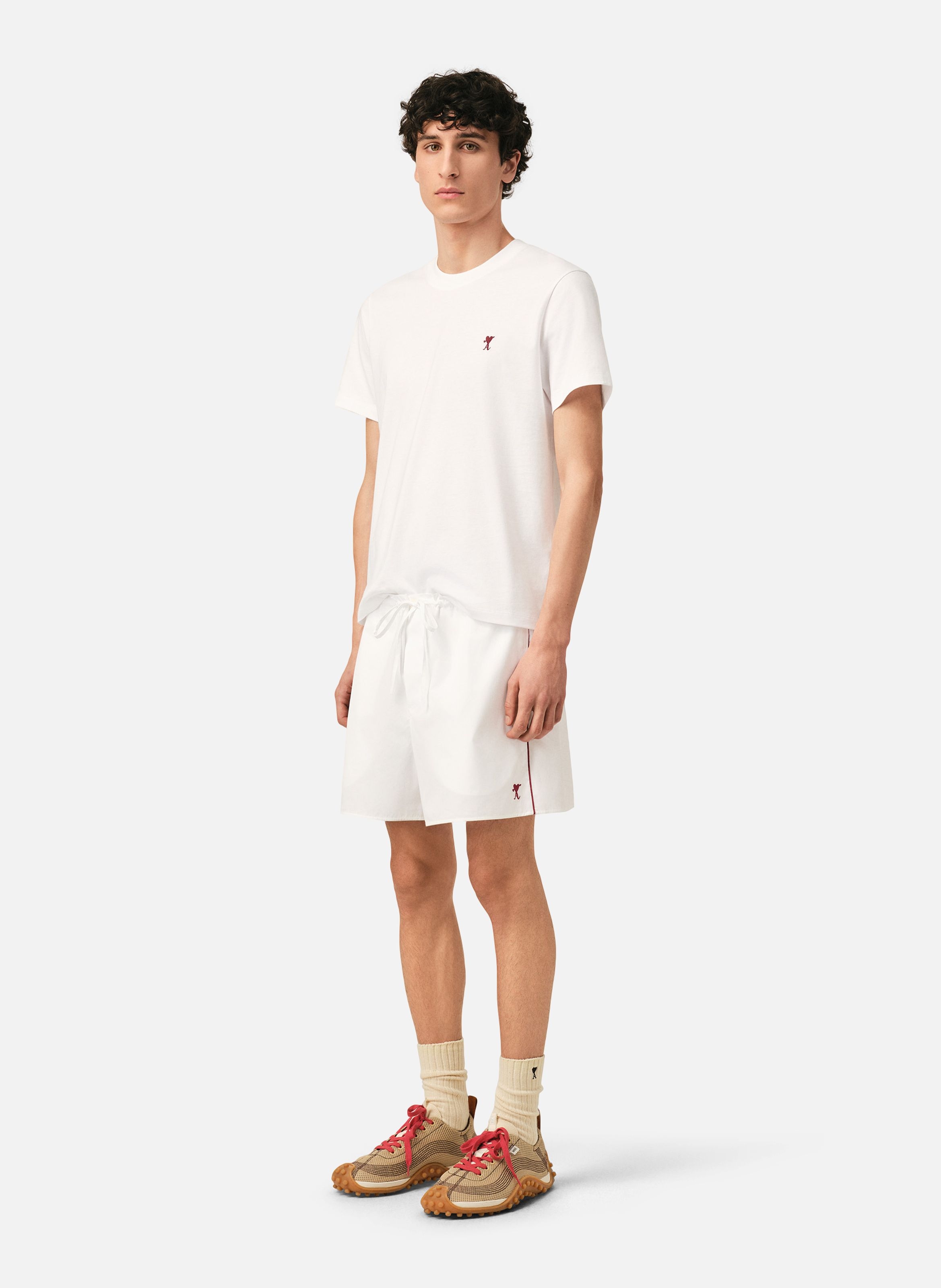 Short ami de coeur flèche unisexe en coton AMI PARIS Blanc