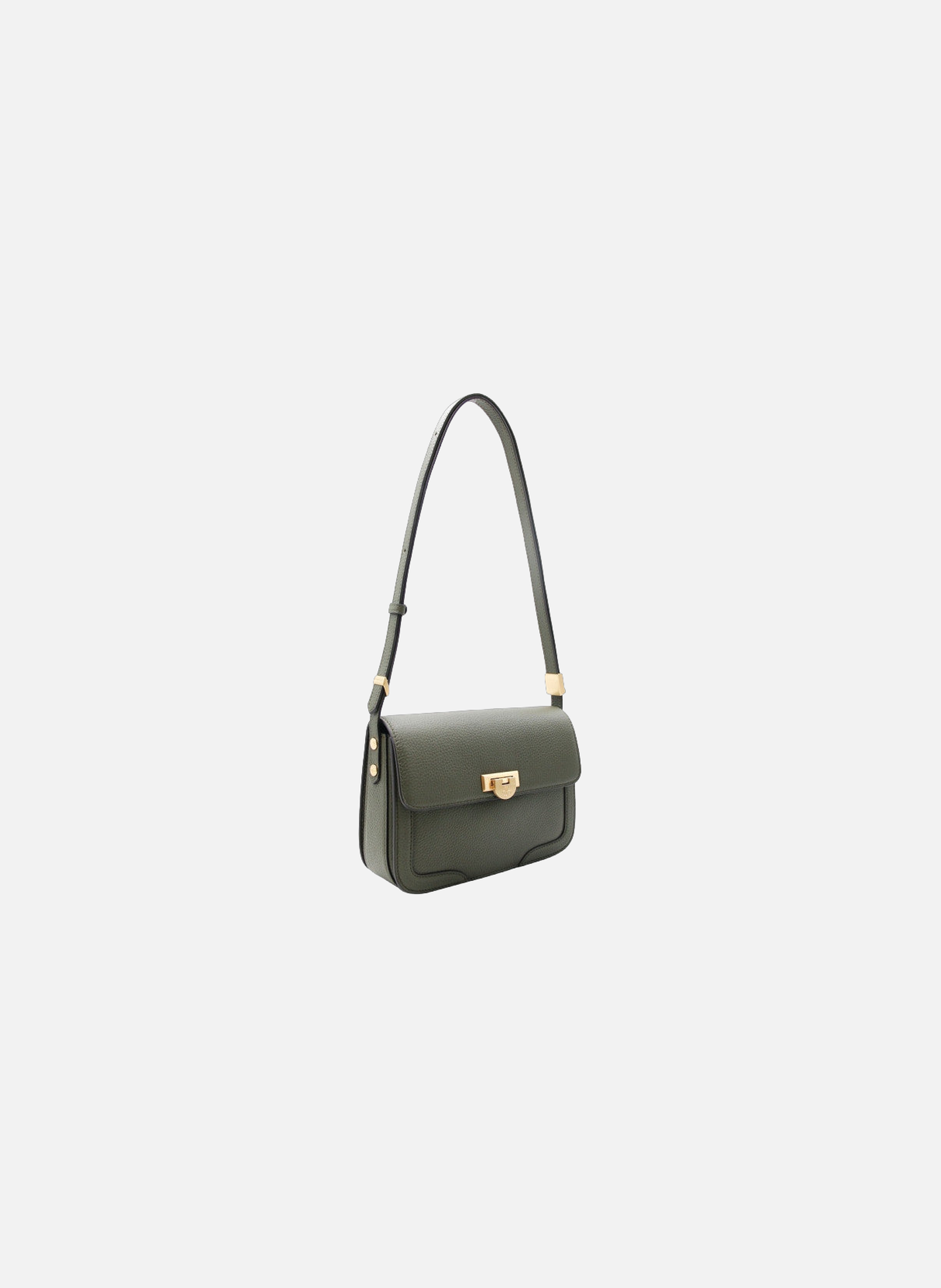 Auteuil | sac porté travers gm en cuir de vachette | Kaki POURCHET Femme