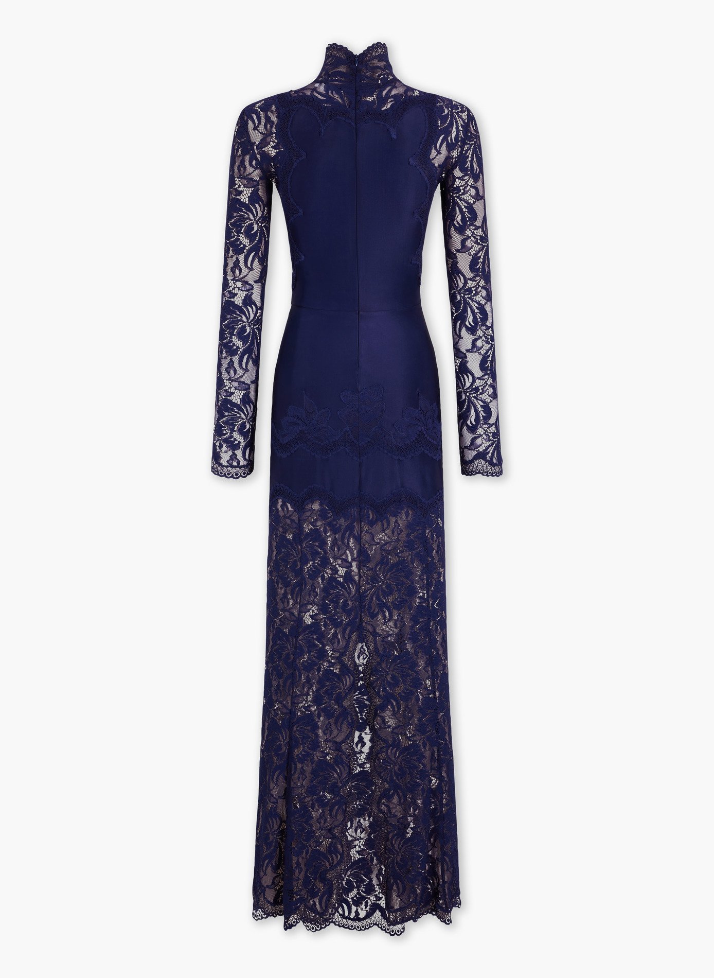 Robe longue en dentelle et jersey RABANNE Bleu