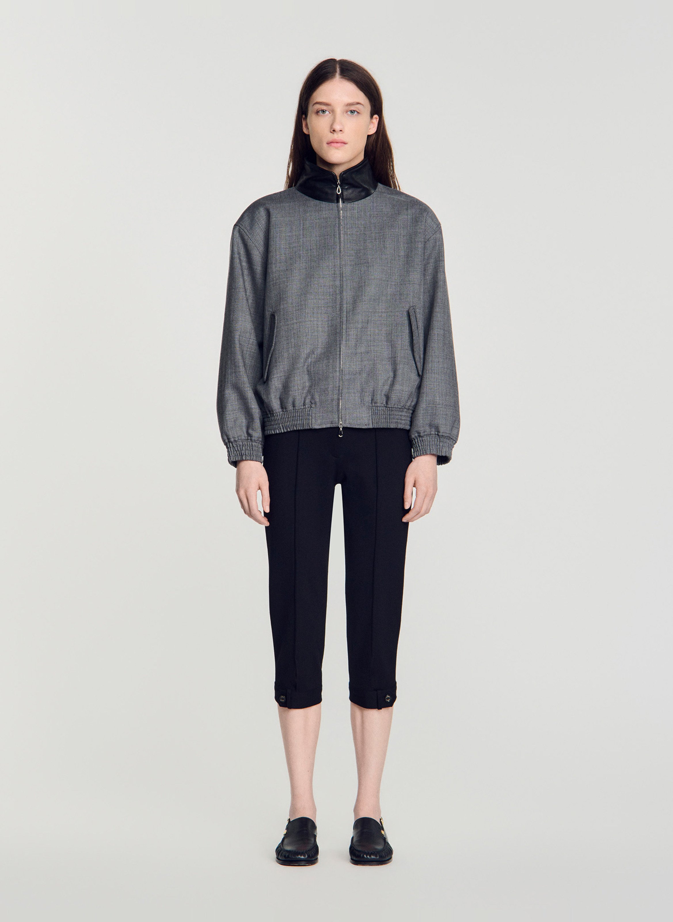 Blouson oversize en laine SANDRO Gris