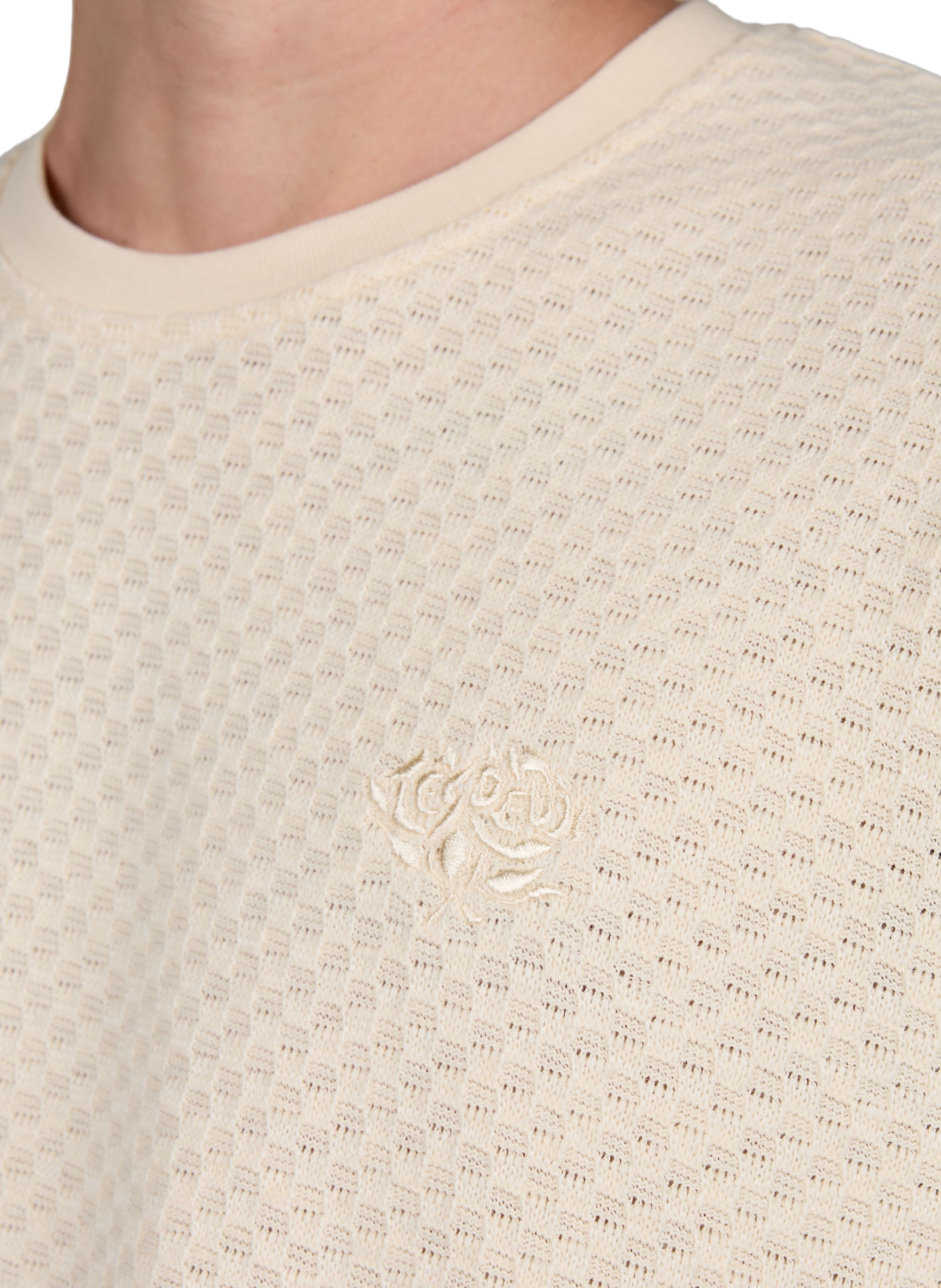 T-shirt texturé en coton mélangé LES DEUX Blanc