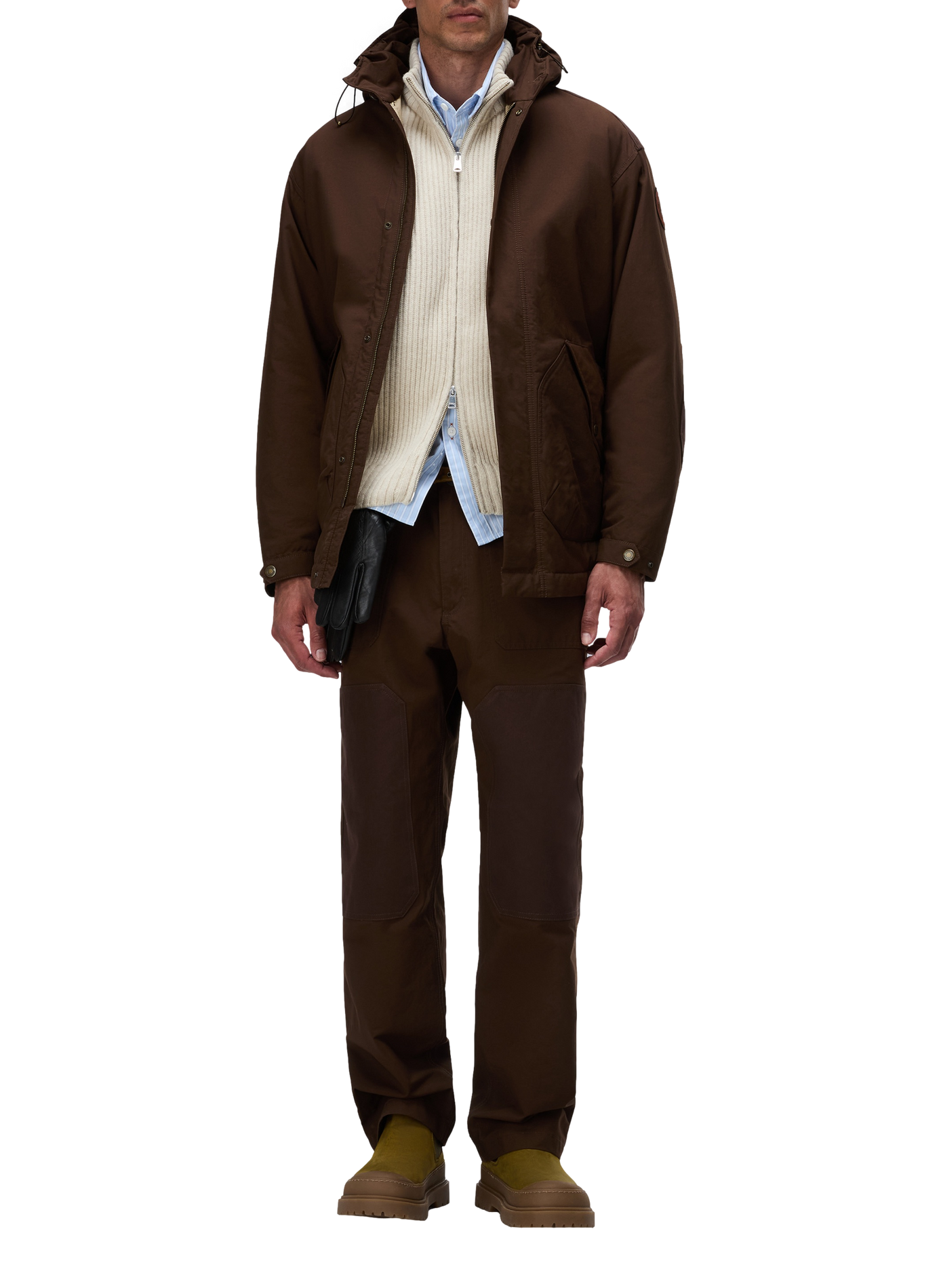 Plain mid-length hooded parka NAPAPIJRI Khaki