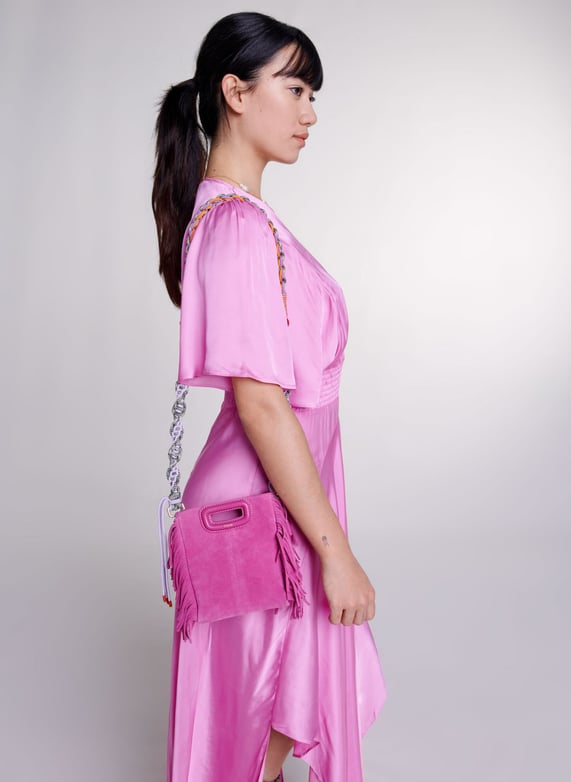 ROBE LONGUE ASYMéTRIQUE COL V SATINéE - MAJE pour FEMME | Printemps.com