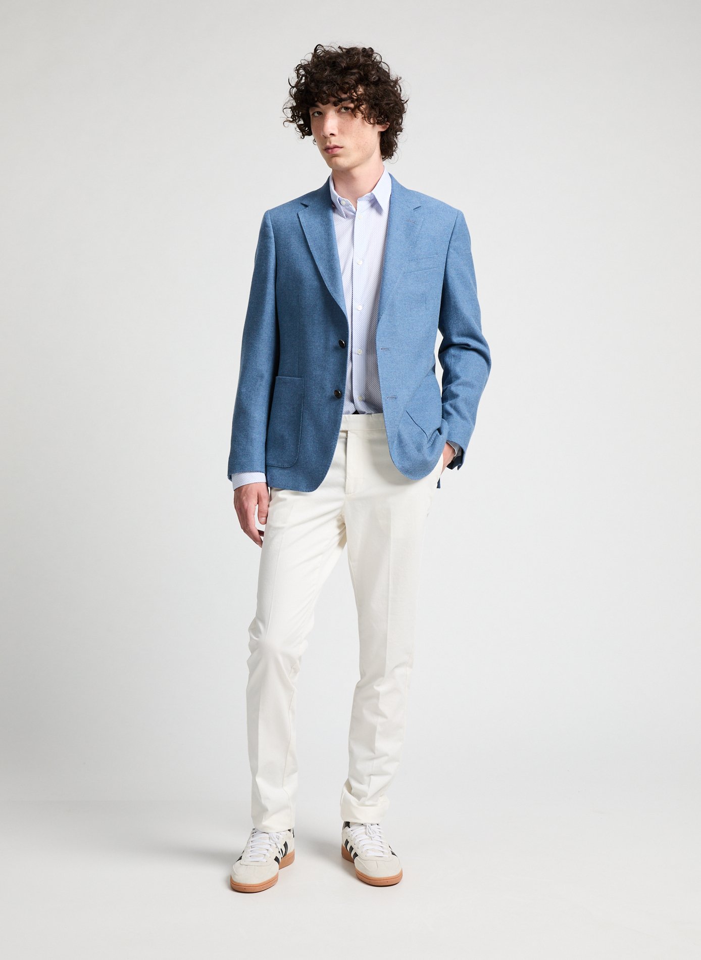 Linen suit jacket FACONNABLE Blue