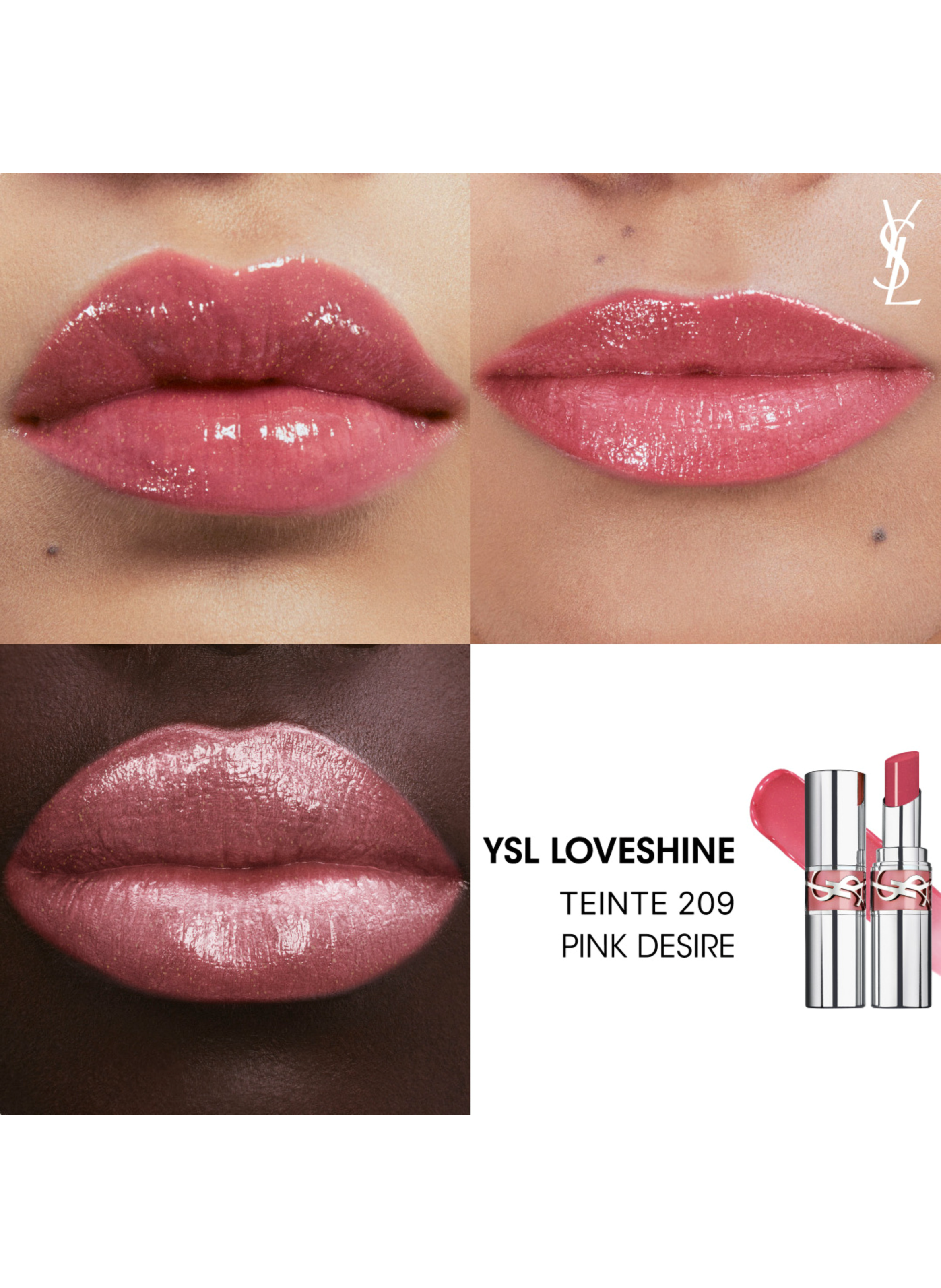 YSL Loveshine Rouge à lèvres brillant et soin YVES SAINT LAURENT 209 pink desire