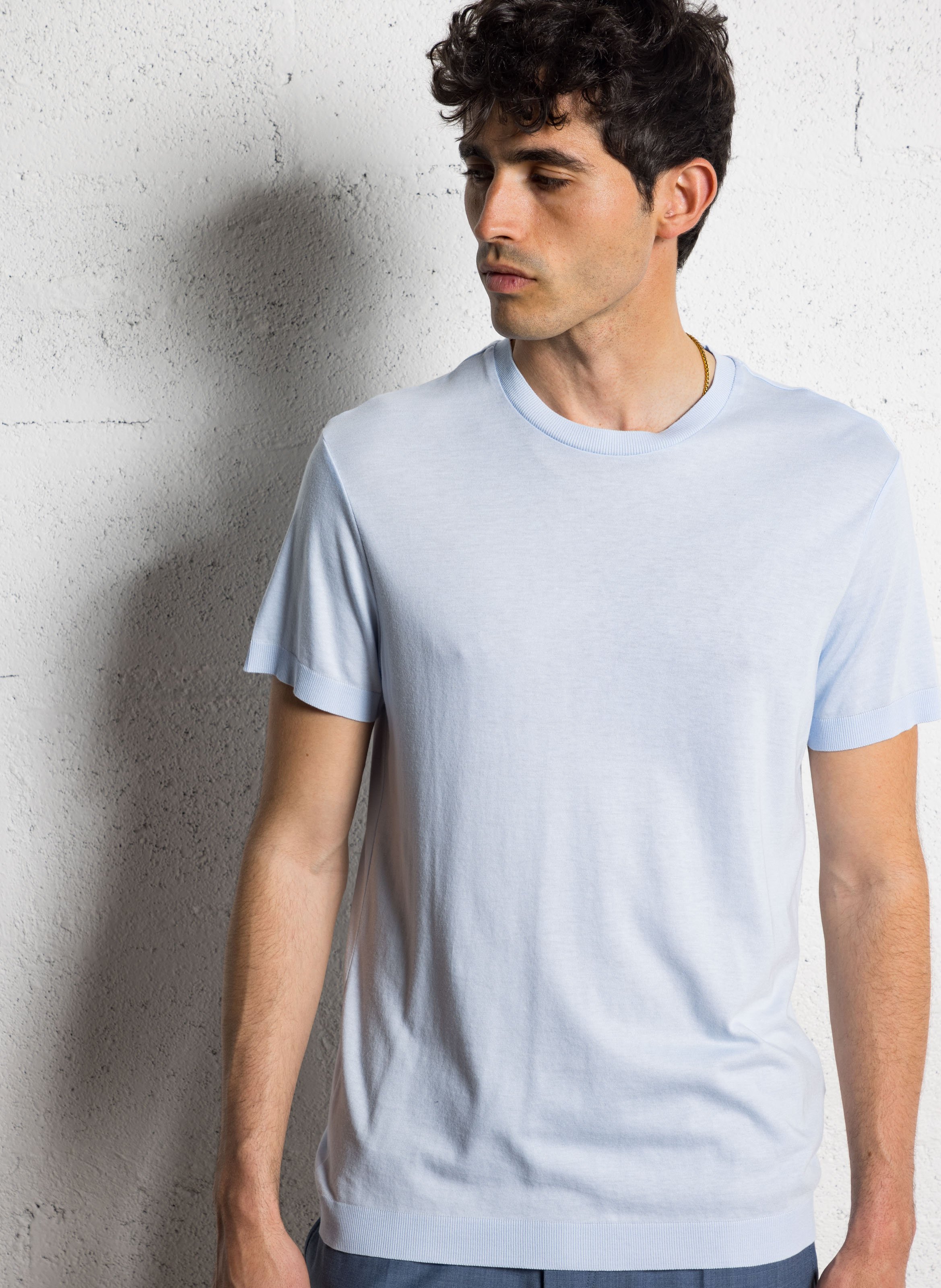 IKKS Tee-shirt droit col rond en coton mélangé Bleu