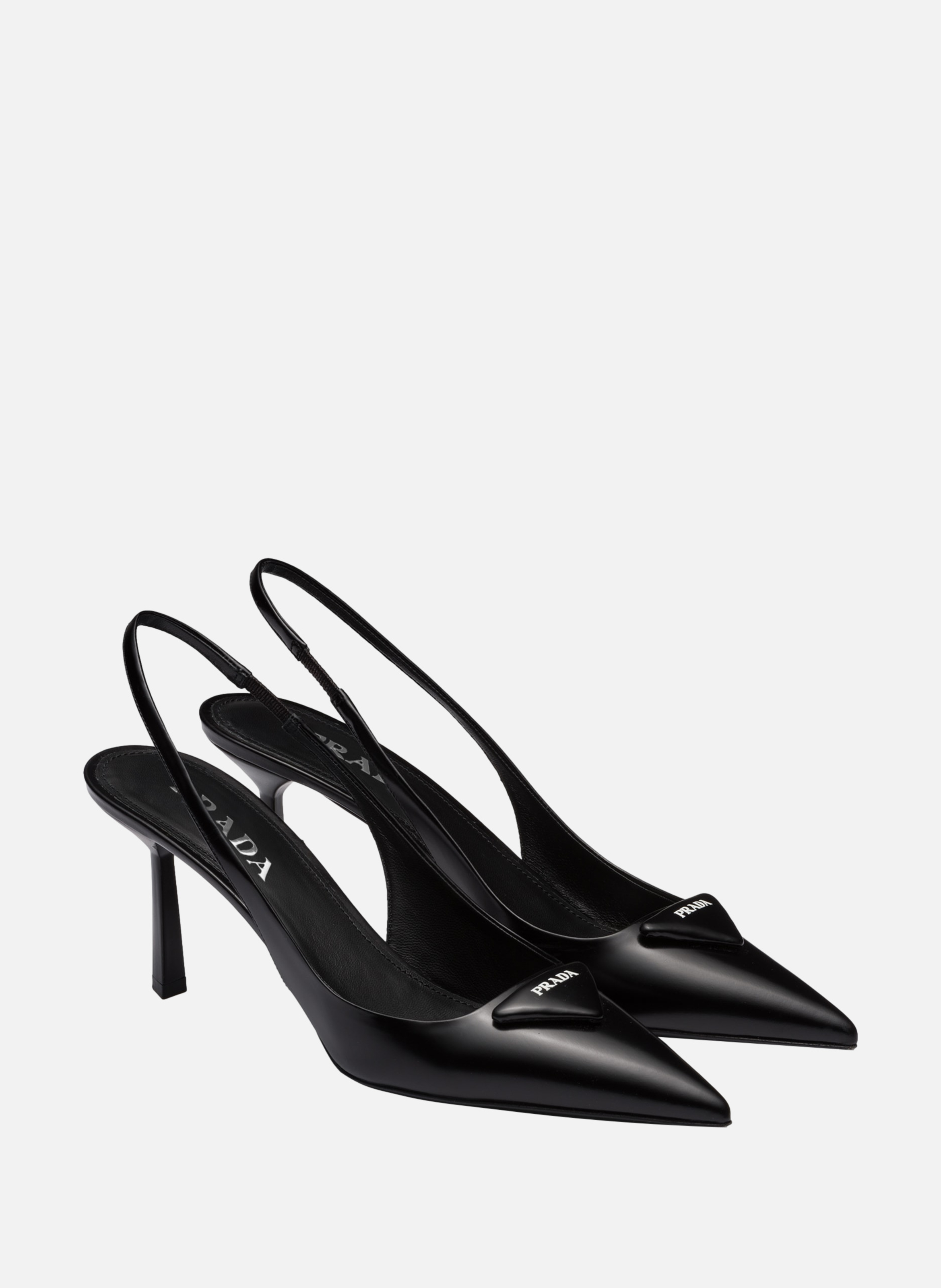 Escarpins à bride arrière en cuir brossé PRADA Noir