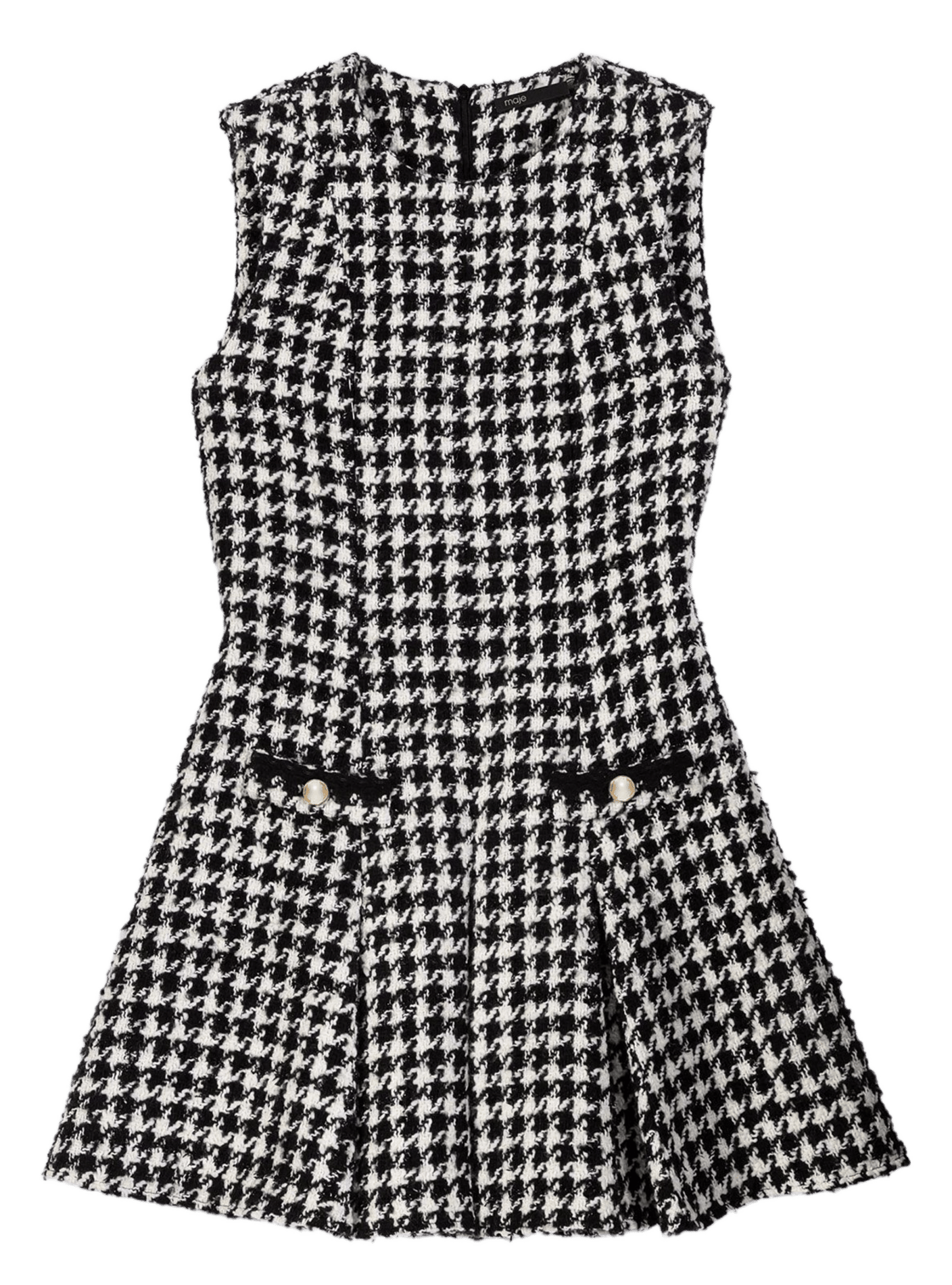 Robe courte col rond imprimé MAJE Noir