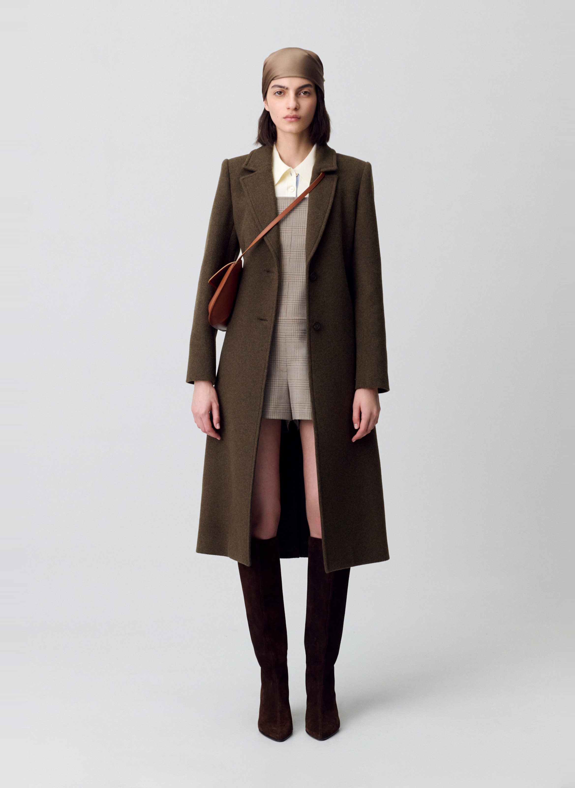 Manteau col tailleur en laine mélangée general CLAUDIE PIERLOT Kaki