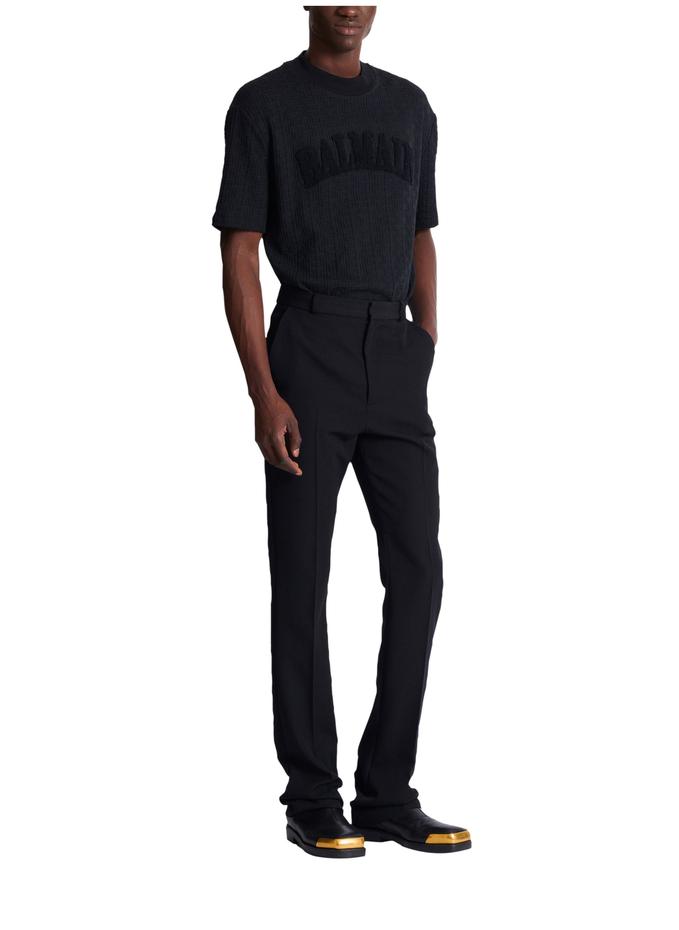 Pantalon à pinces en laine BALMAIN Noir